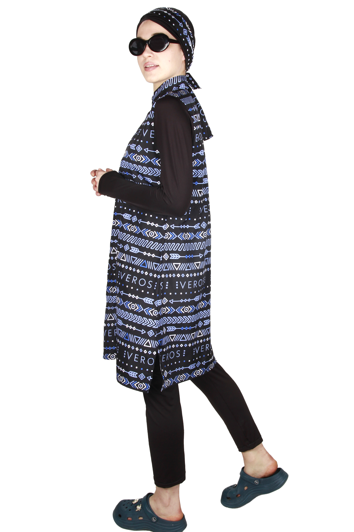 Veros Mayo VRS1103, Lacivert Desenli Tesettür Mayo