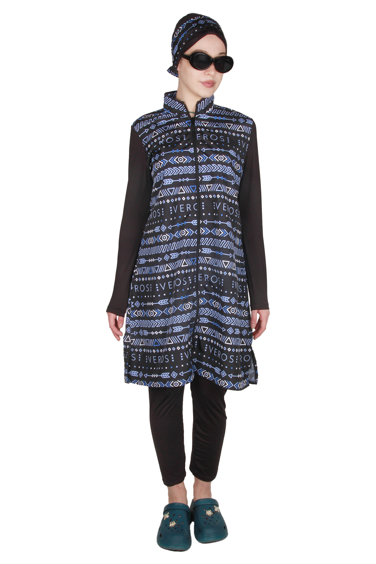 Veros Mayo VRS1103, Lacivert Desenli Tesettür Mayo