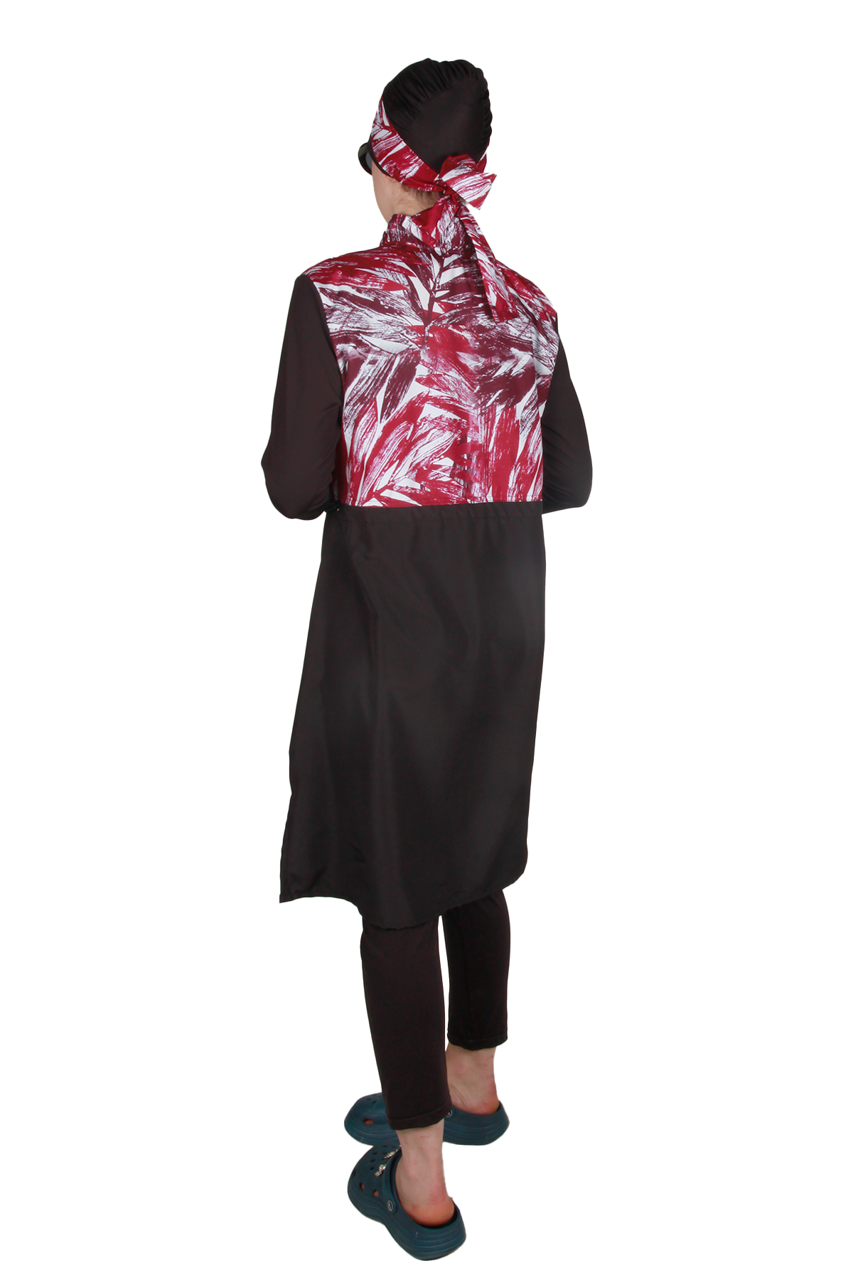 Veros Mayo VRS1108, Kırmızı Desenli Tesettür Mayo