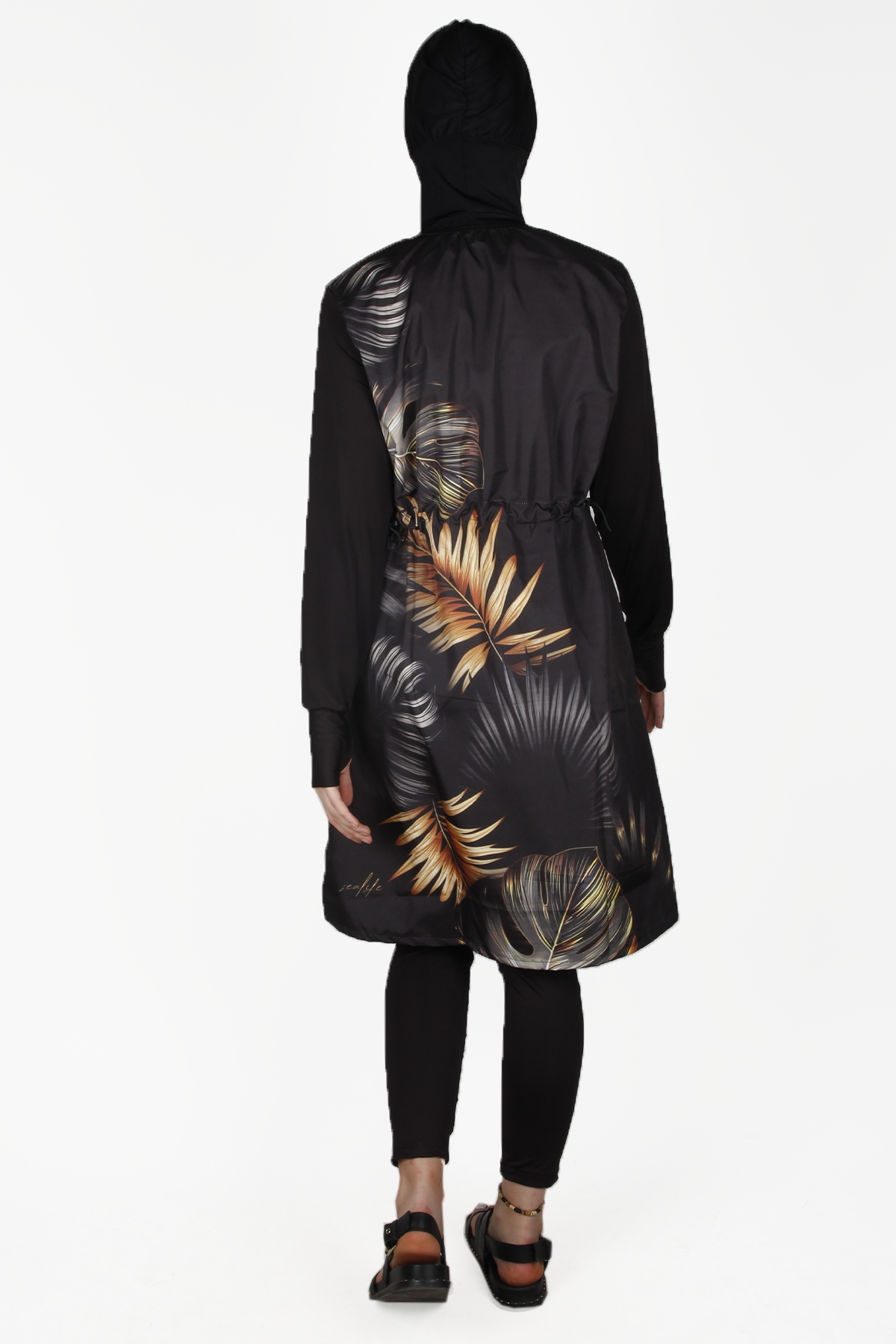 Veros SL1030 Yaprak Desenli Siyah Tesettür Mayo