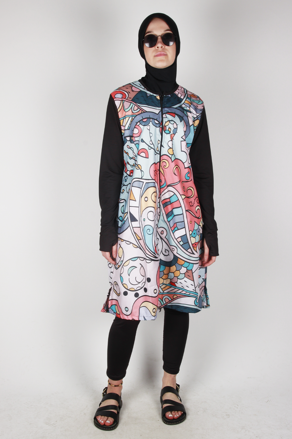 Veros SL1033 Renkli Desenli Tesettür Mayo