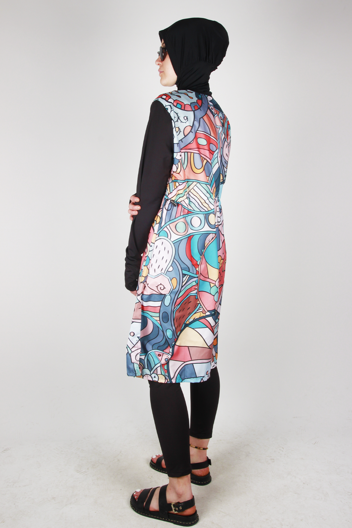 Veros SL1033 Renkli Desenli Tesettür Mayo