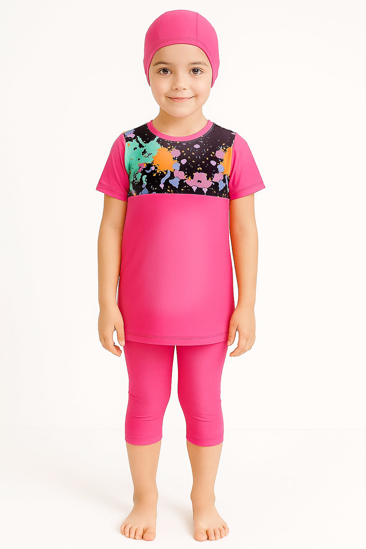 Veros VRS1146, Hızlı Kuruyan Kısa Kollu Kız Çocuk Mayo