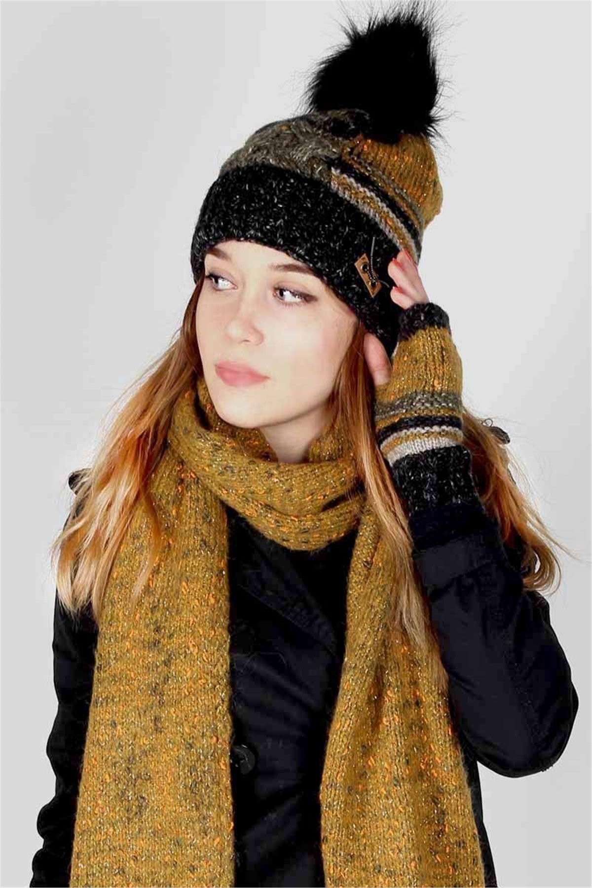 Victoria Kadın Atkı Bere Eldiven Takımı 30771 Exclusive Serisi 