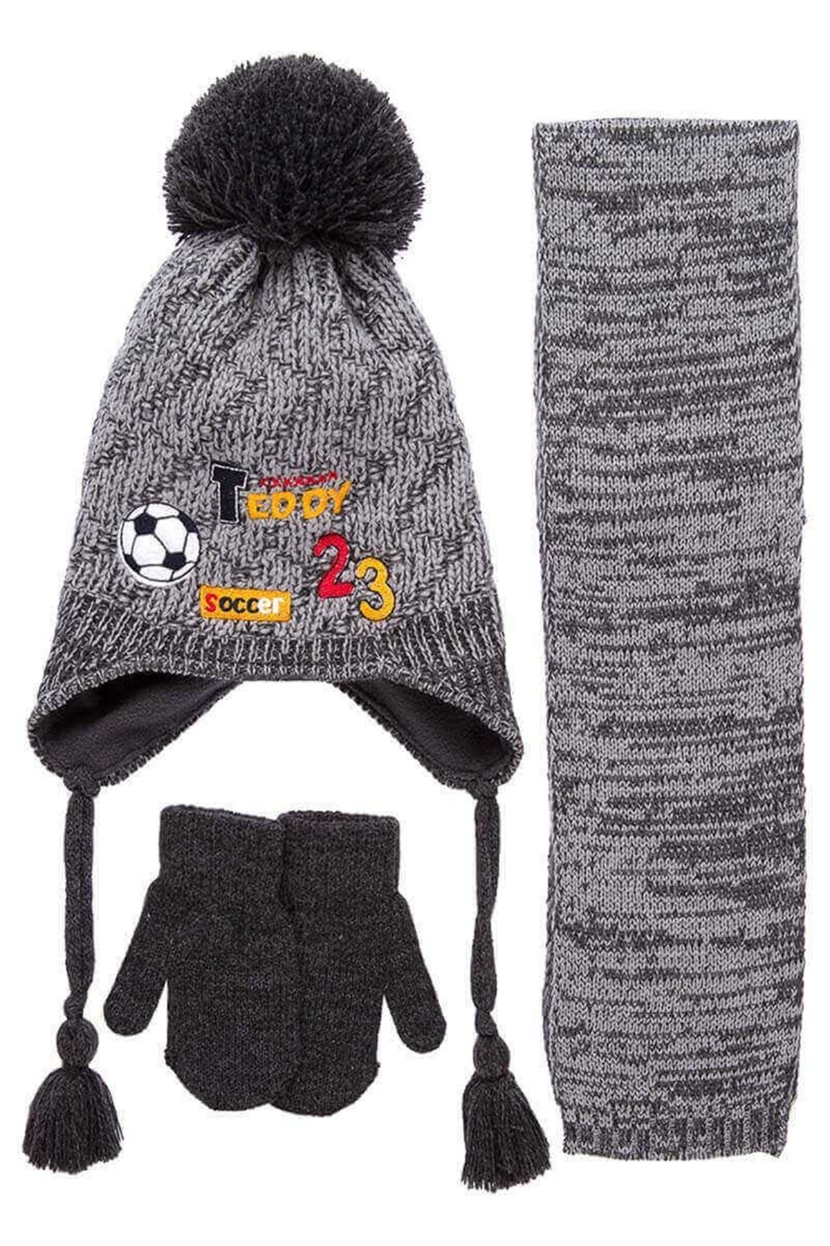 Wilson 1-4 Yaş Erkek Çocuk Atkı Bere Eldiven Takımı K9927 - Antrasit