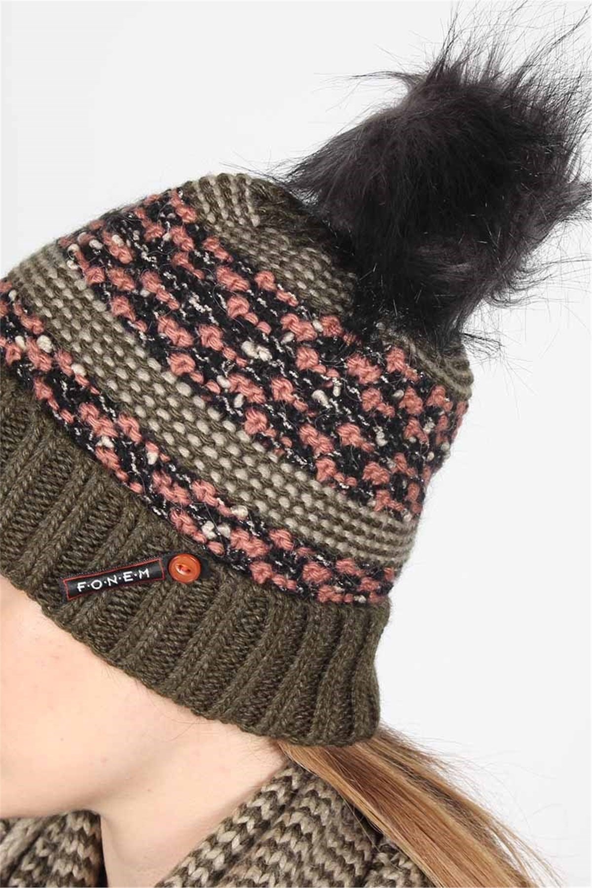 Yakamoz Kadın Atkı Bere Eldiven Takımı 3074 - Haki