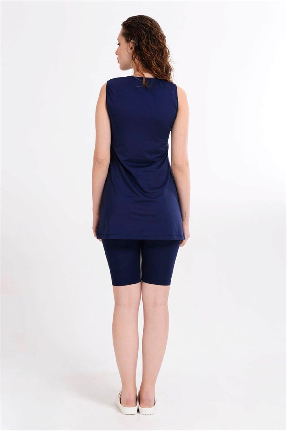 Yarım Taytlı Mayo, Lacivert Yarı Kapalı Mayo T21802