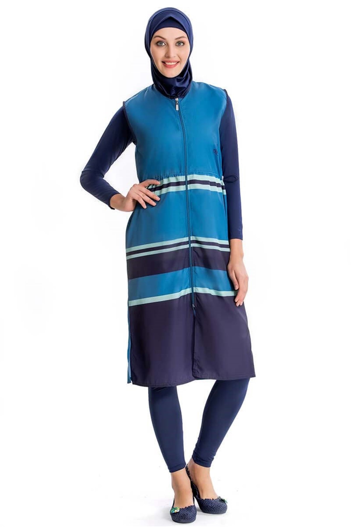 Yelekli Tesettür Mayo Armes 1258261 Mavi