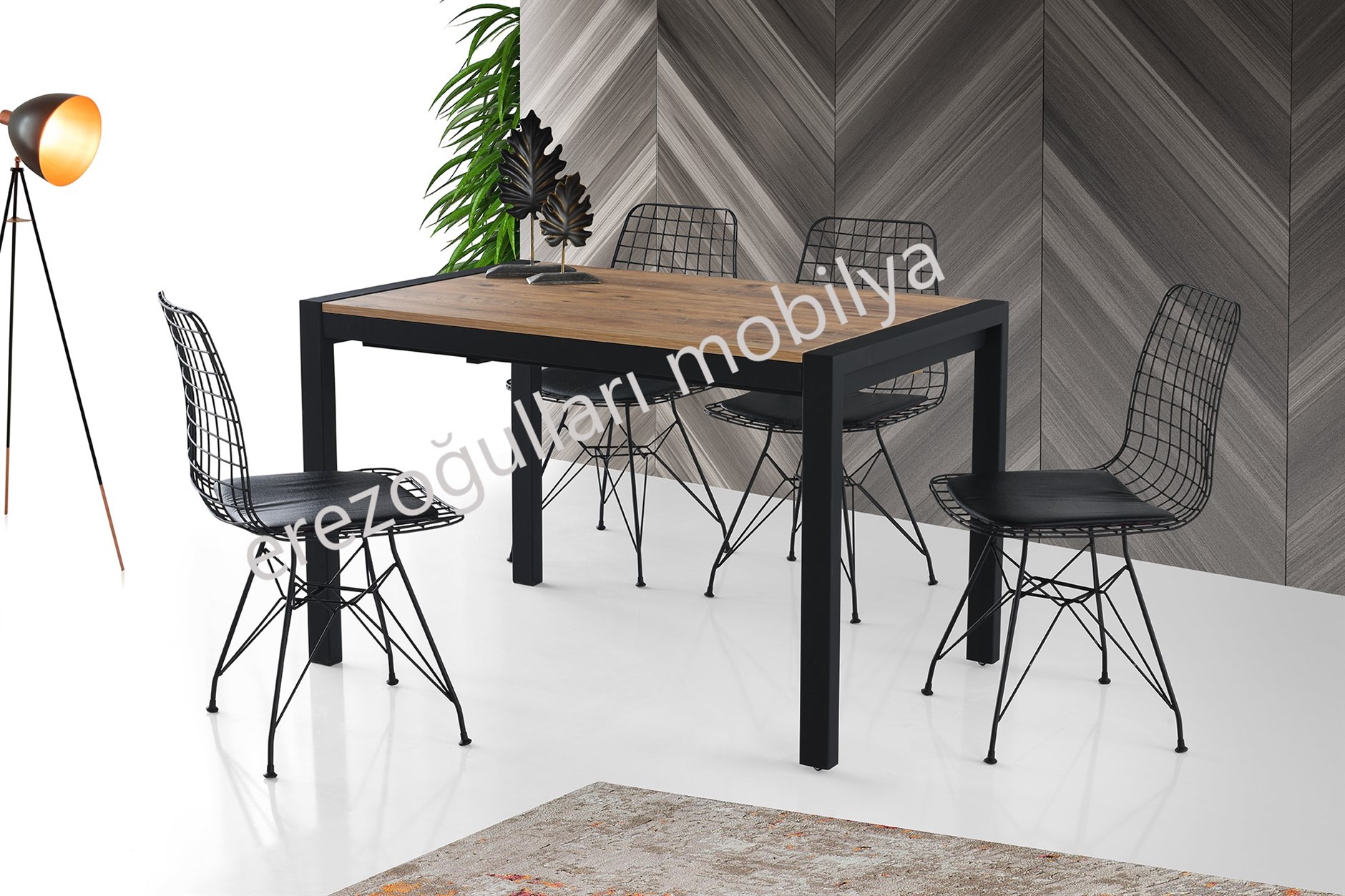 Açılır Yemek Toplantı Masası Ve 4 Sandalye Takımı 75*120 cm