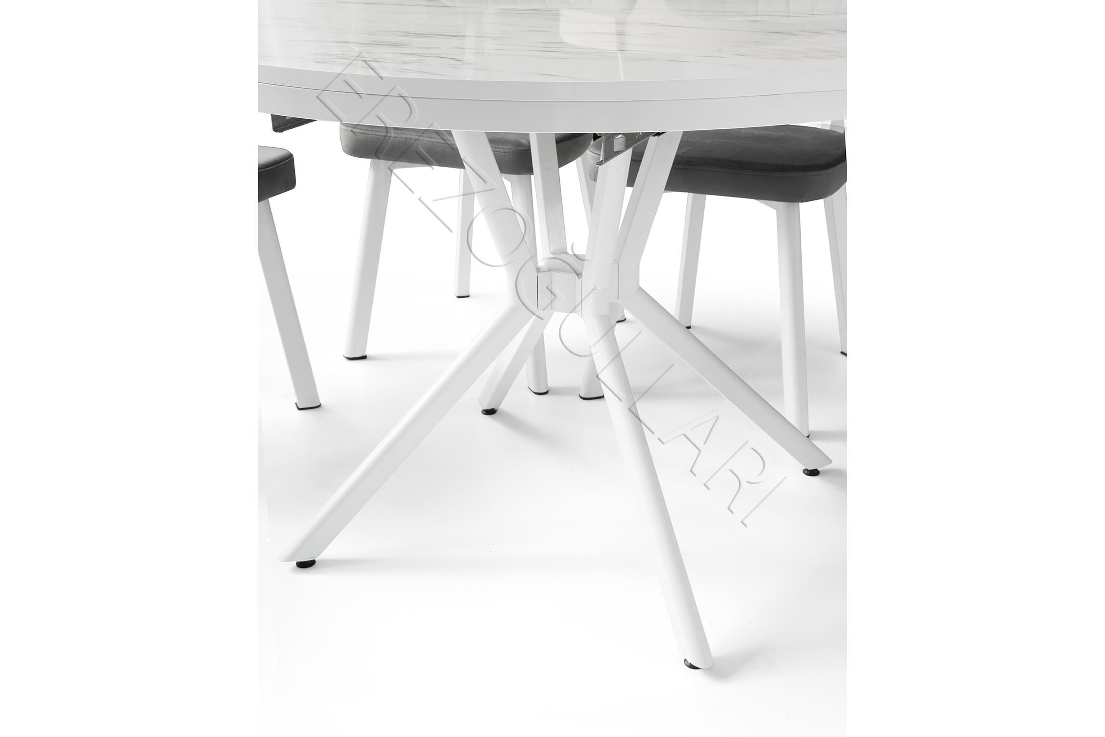 Bade Alfa MDF Oval HighGloss Açılır Mutfak Masa Sandalye Takımı 73x120