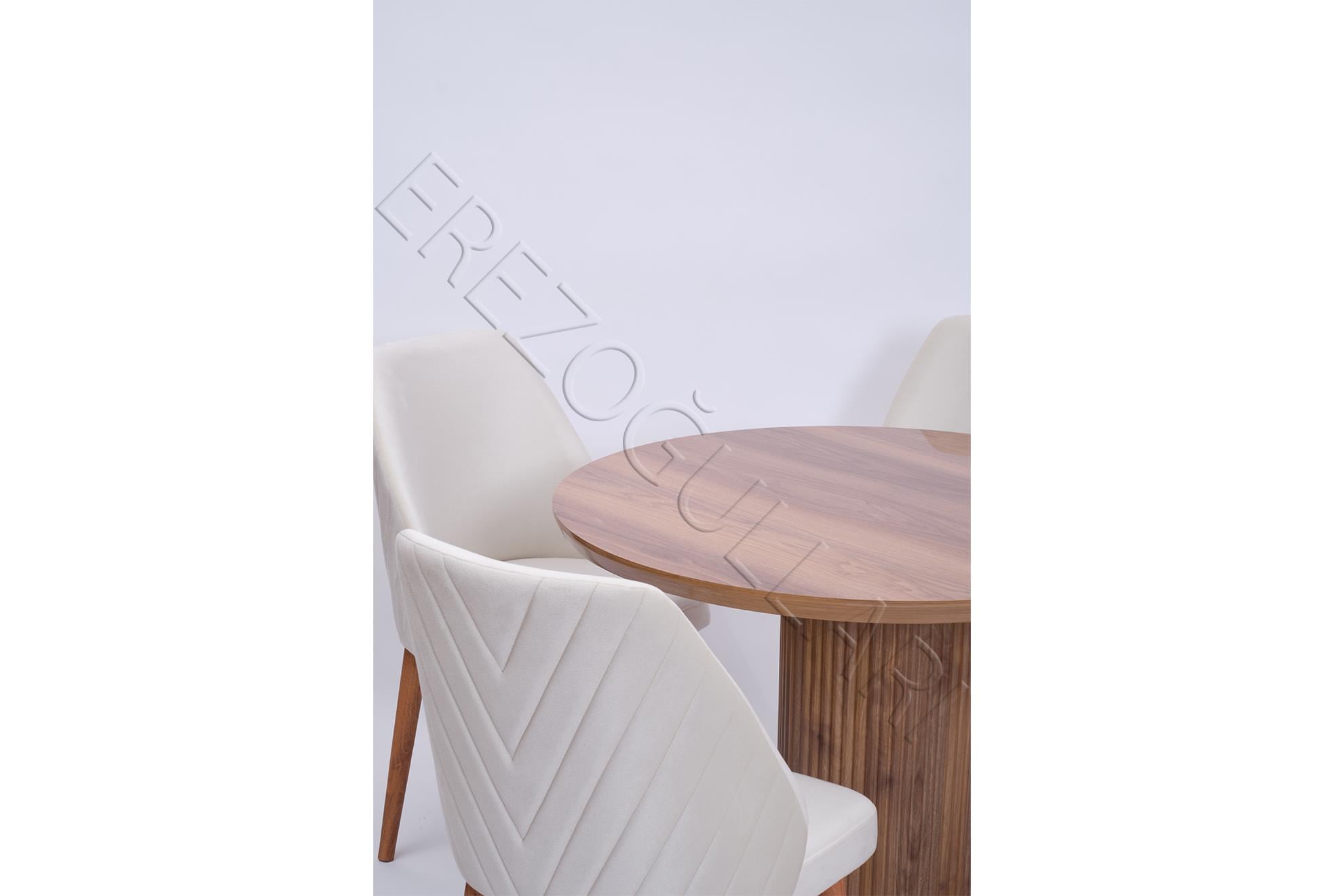 Bohem Ihlamur Yuvarlak Lak Panel Mutfak Masa Takımı 100cm