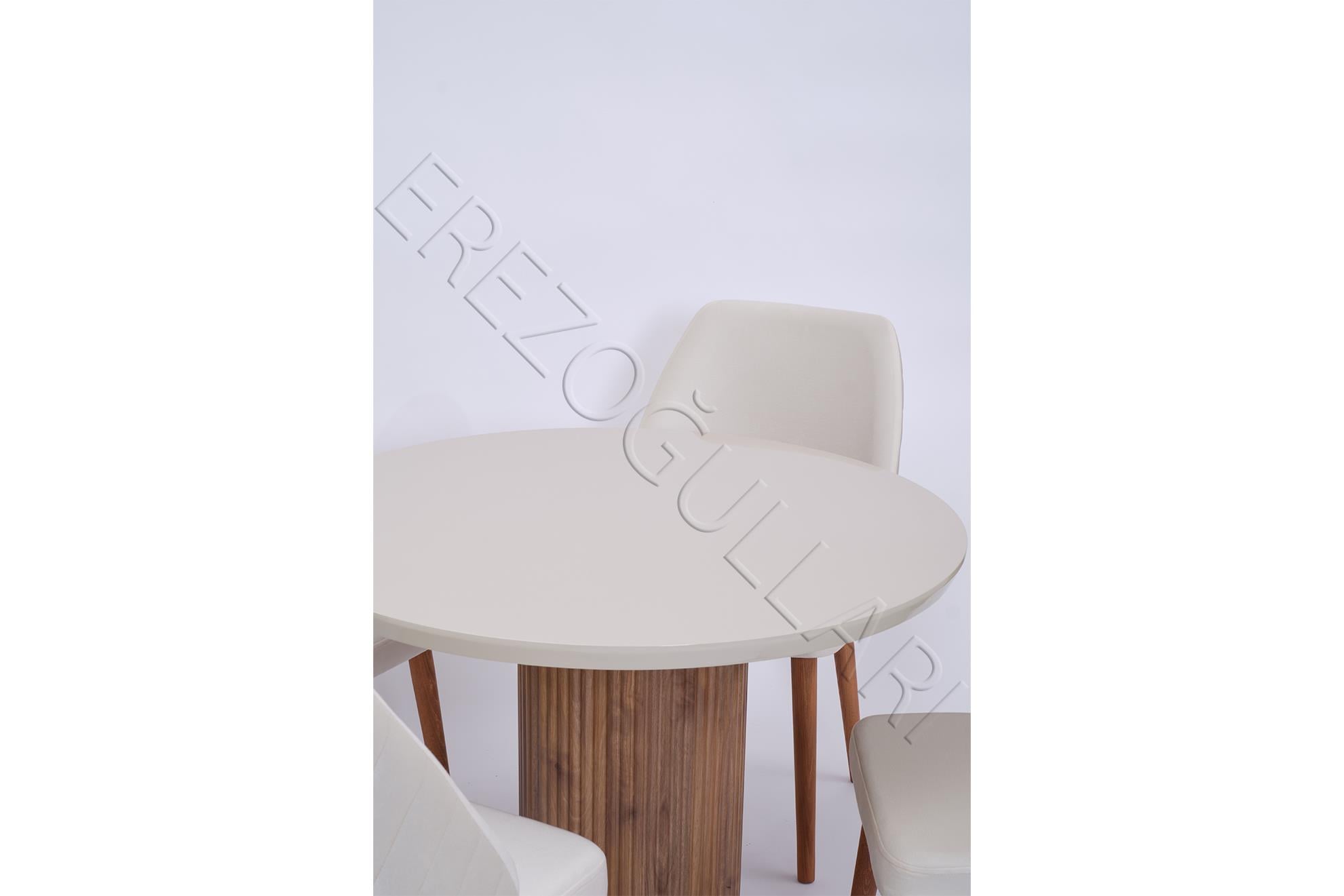 Bohem Ihlamur Yuvarlak Lak Panel Mutfak Masa Takımı 100cm