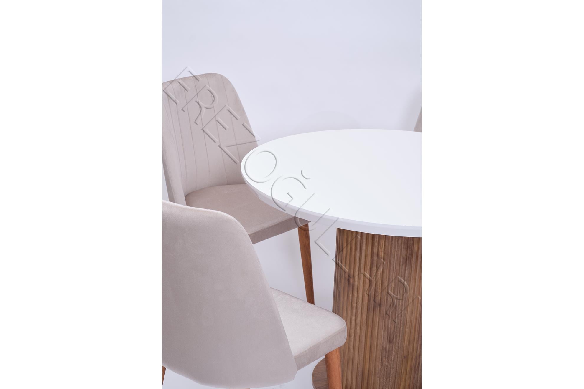 Bohem Milano Yuvarlak Lak Panel Mutfak Masa Takımı 100cm