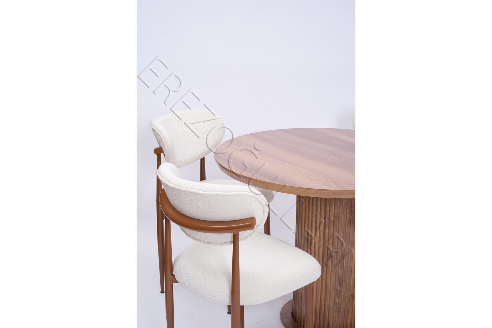 Bohem Polo Yuvarlak Lak Panel Mutfak Masa Takımı 100cm