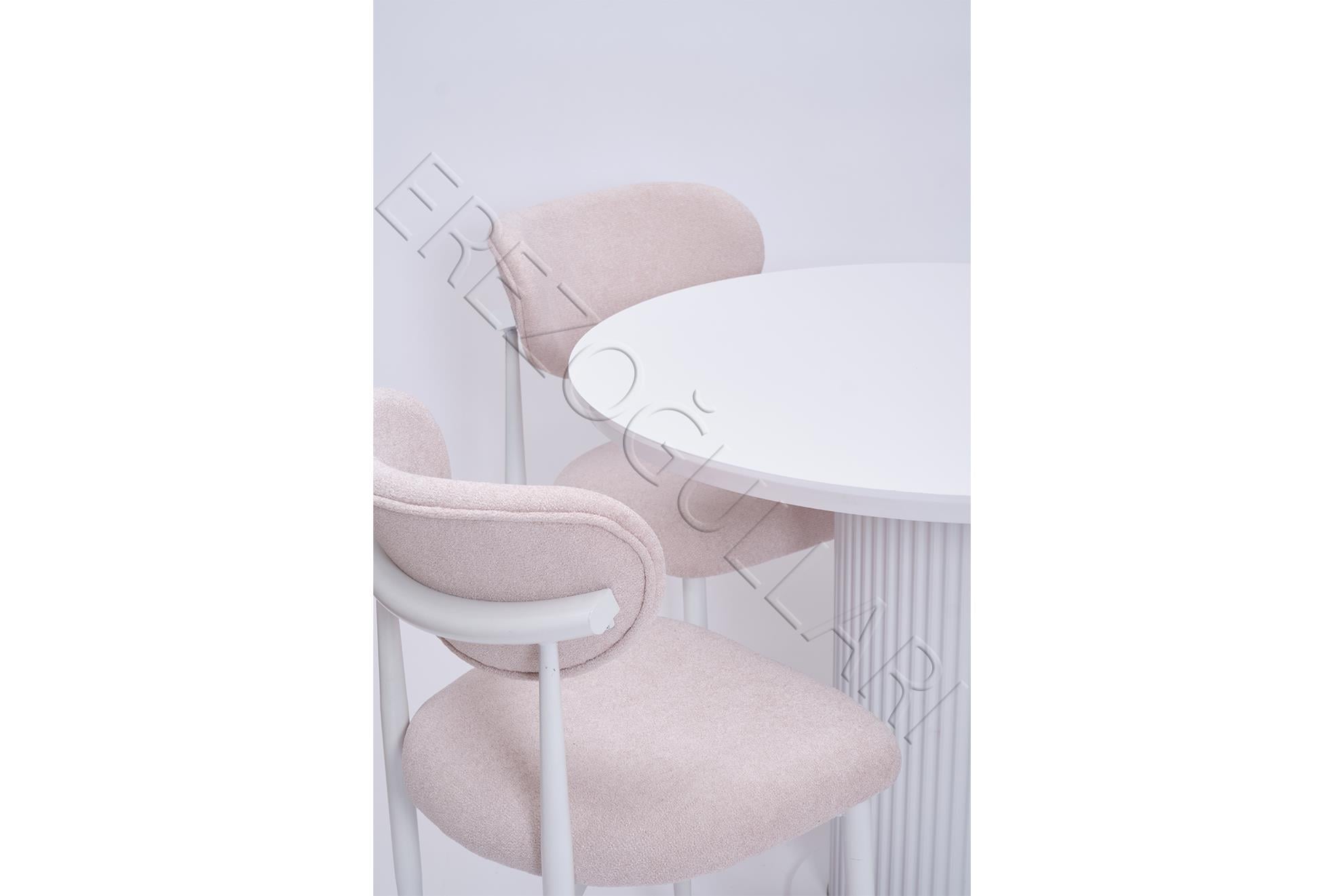 Bohem Polo Yuvarlak Lak Panel Mutfak Masa Takımı 100cm