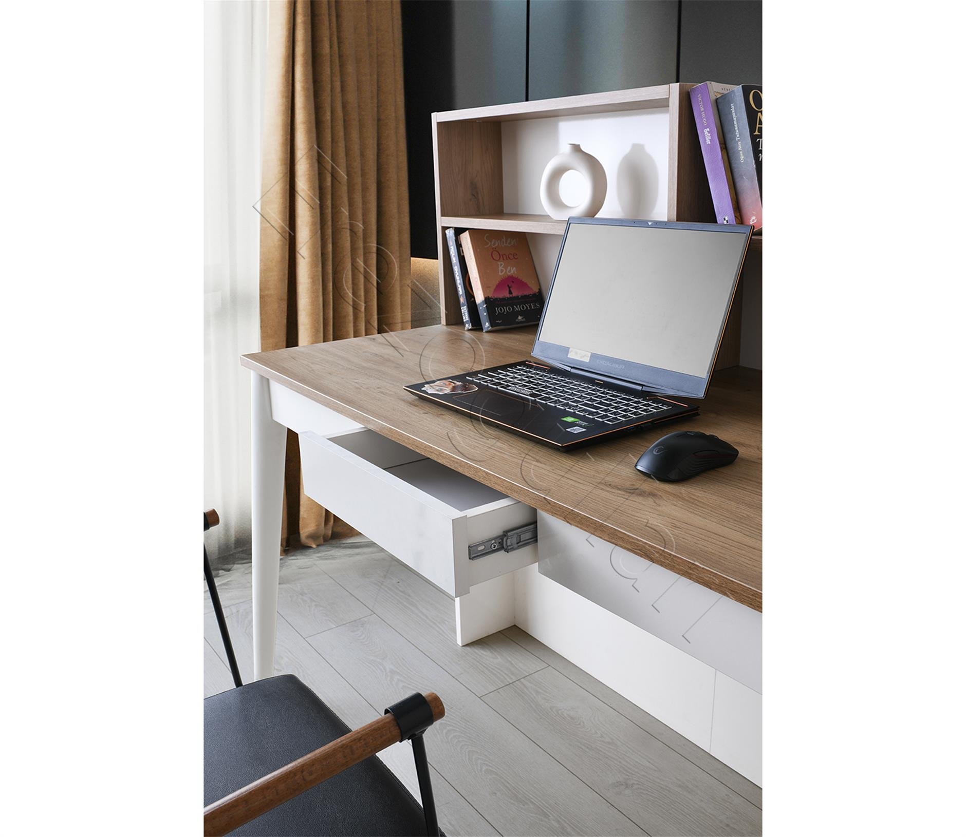 Çakıl MDF Çekmeceli Kitaplıklı Çalışma Masası 120x60x120cm