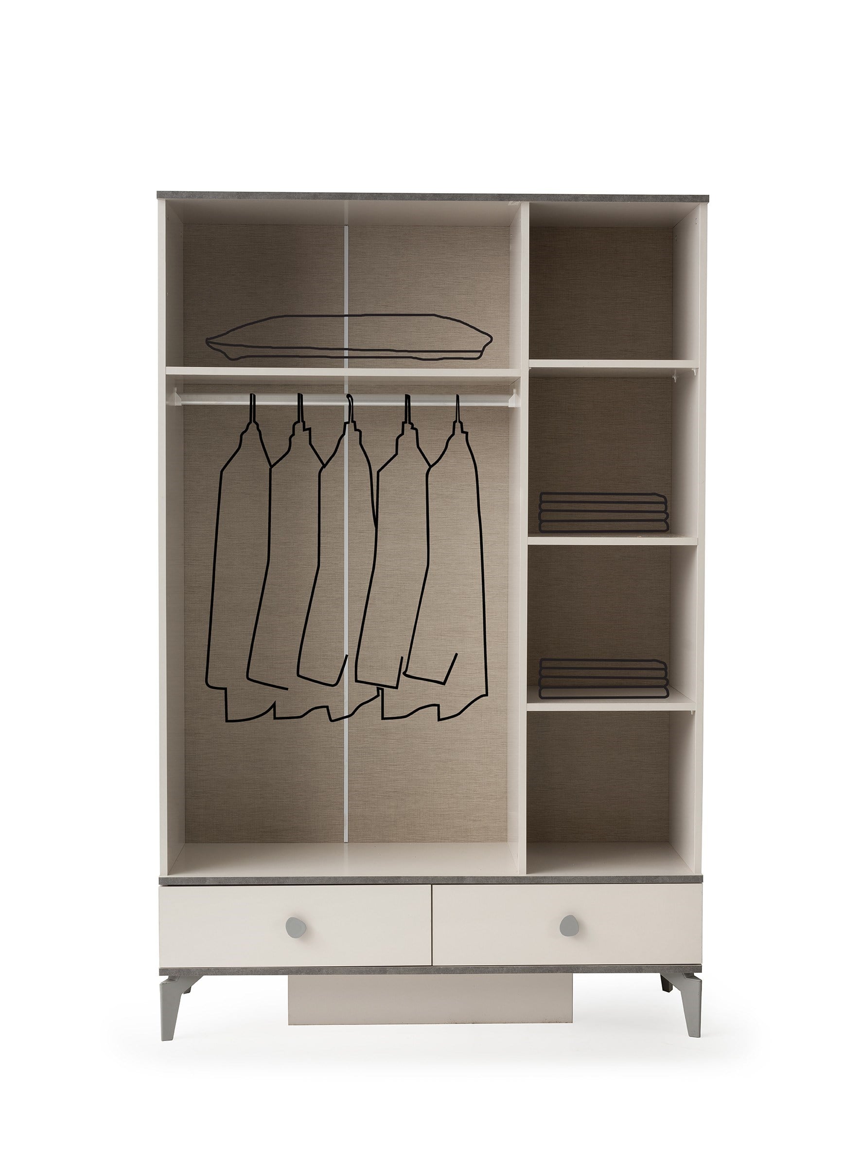 Çakıltaşı 3 kapaklı Gardırop Elbise Dolabı 130x47x200cm