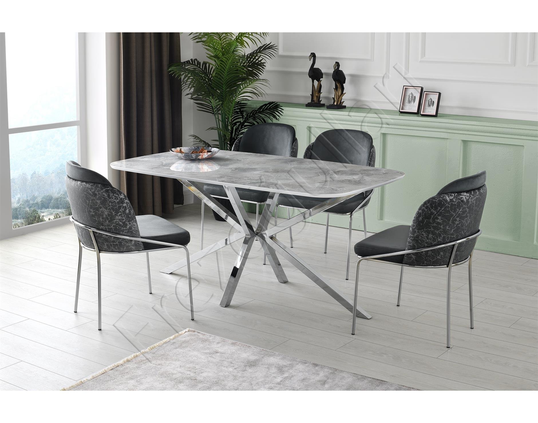Çapraz High Gloss Yemek Masası 90*160 cm