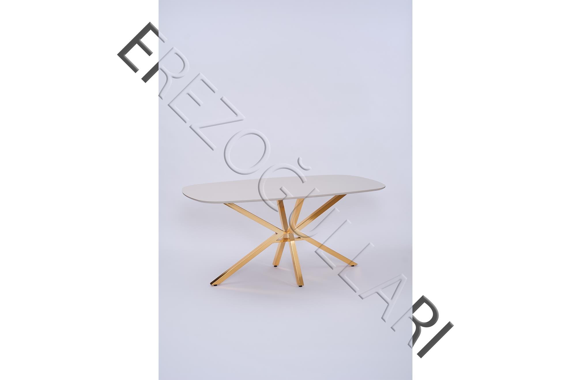 Çapraz Kum Beji High Gloss Yemek Masası 90*160 cm