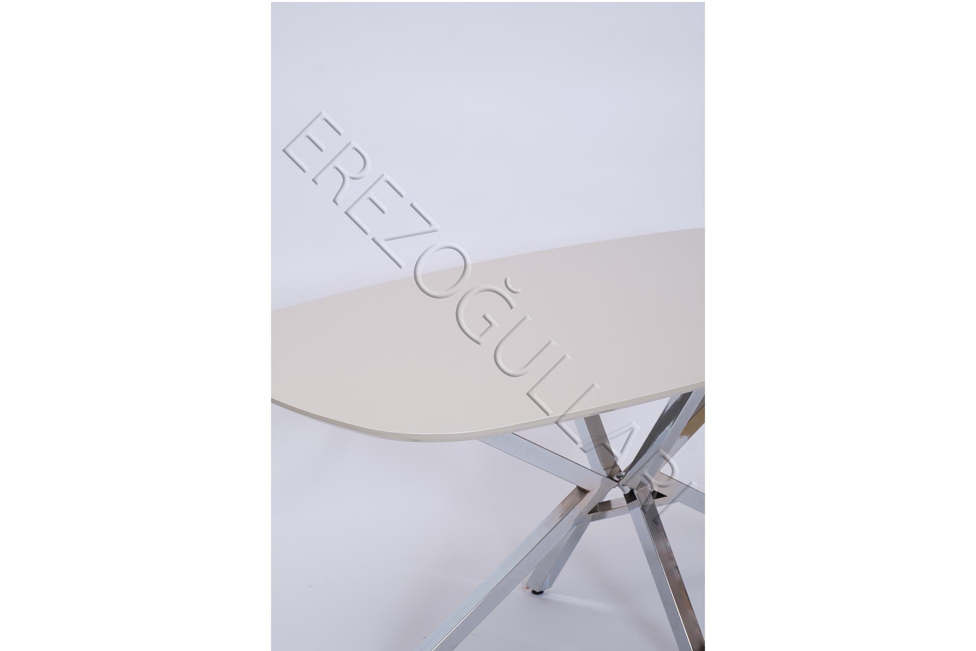 Çapraz Kum Beji High Gloss Yemek Masası 90*160 cm