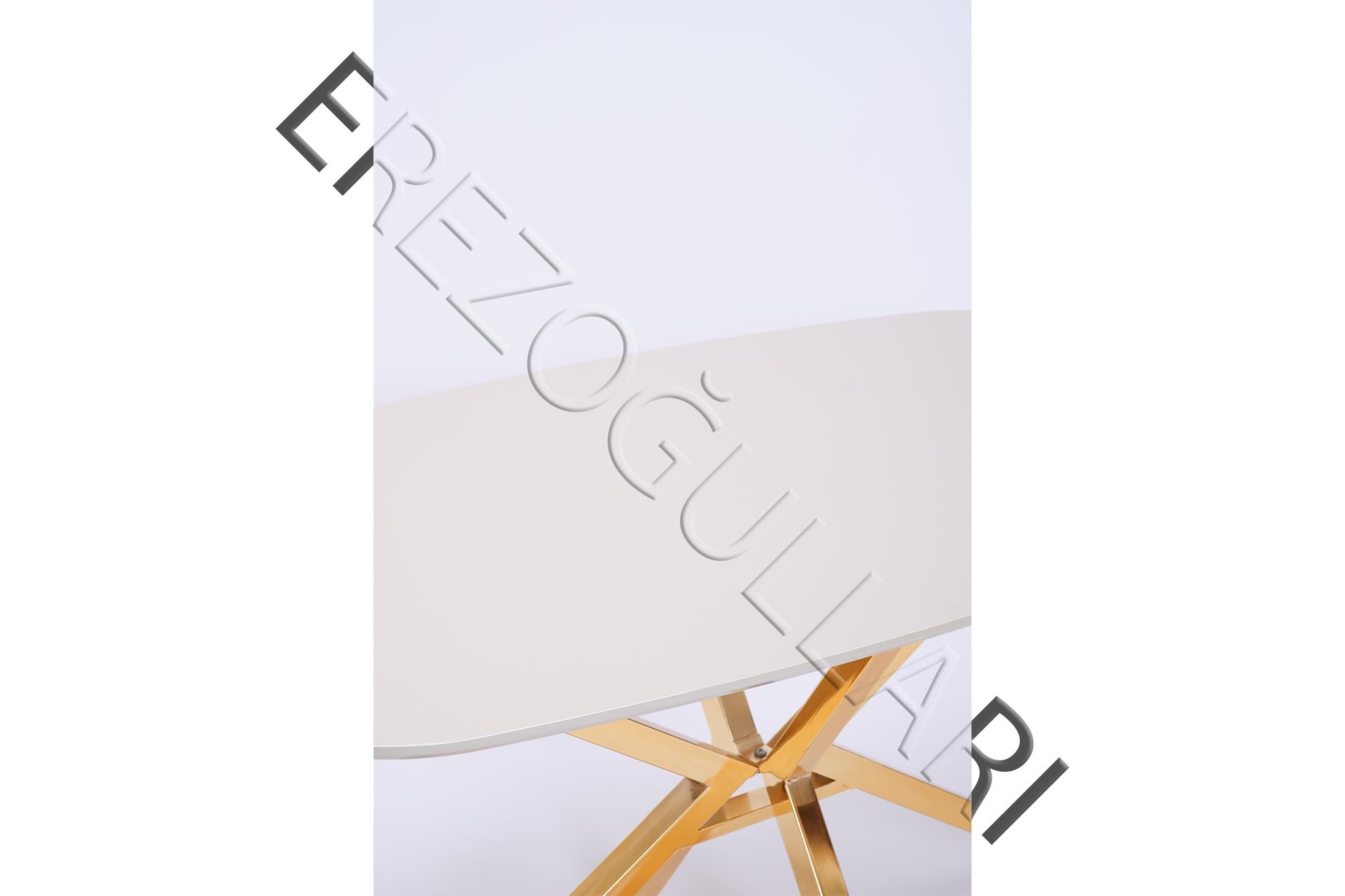 Çapraz Kum Beji High Gloss Yemek Masası 90*160 cm