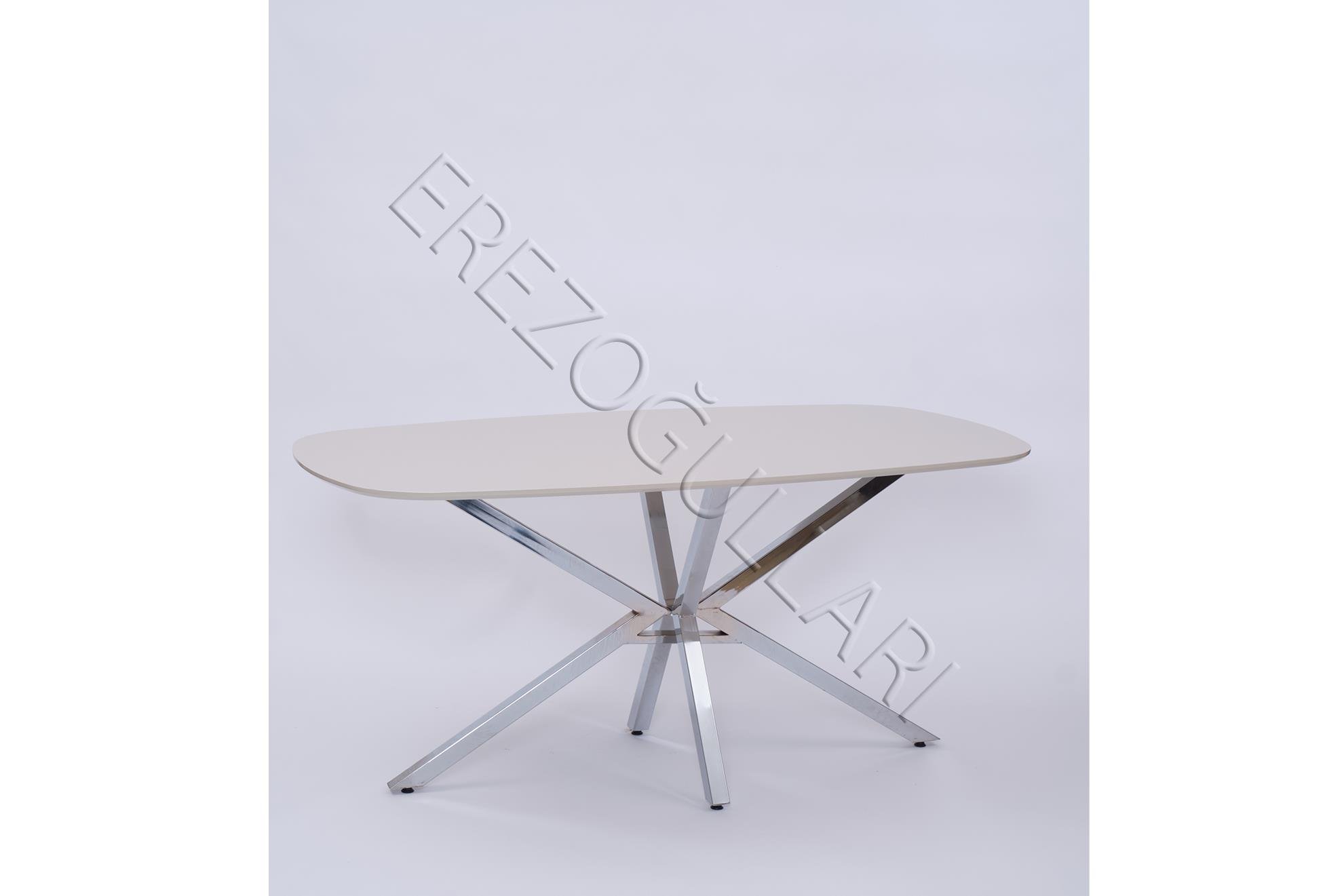 Çapraz Kum Beji High Gloss Yemek Masası 90*160 cm