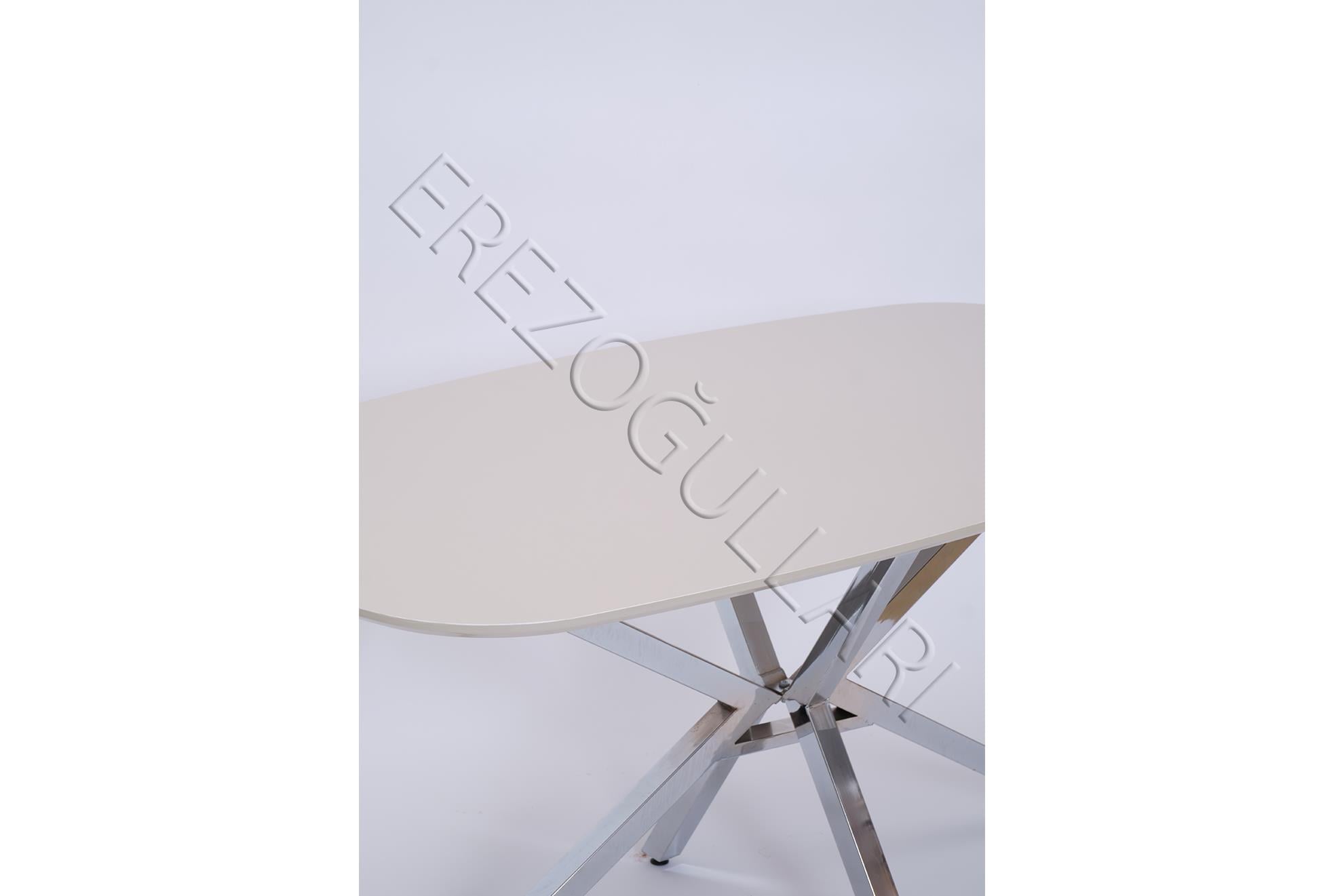 Çapraz Kum Beji High Gloss Yemek Masası 90*160 cm