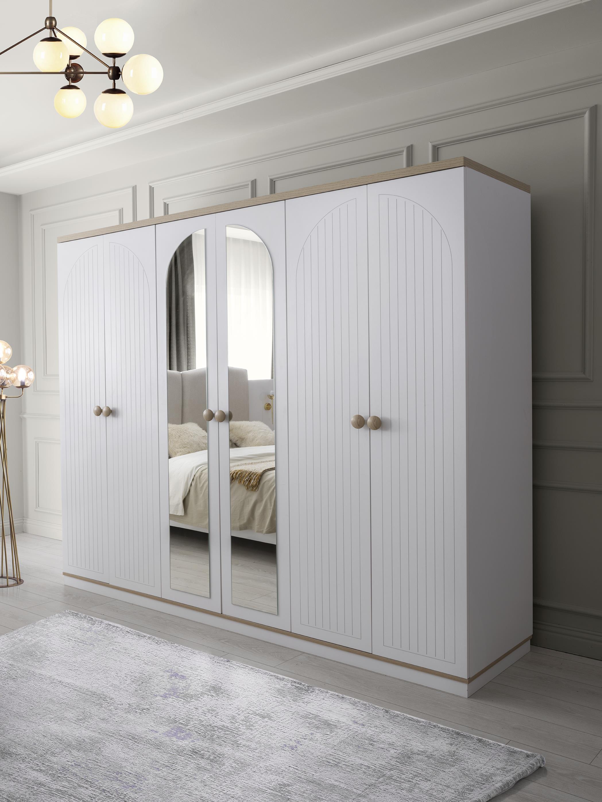 Dejavu 6 Kapaklı Modern Aynalı Elbise Gardrop 240cm 