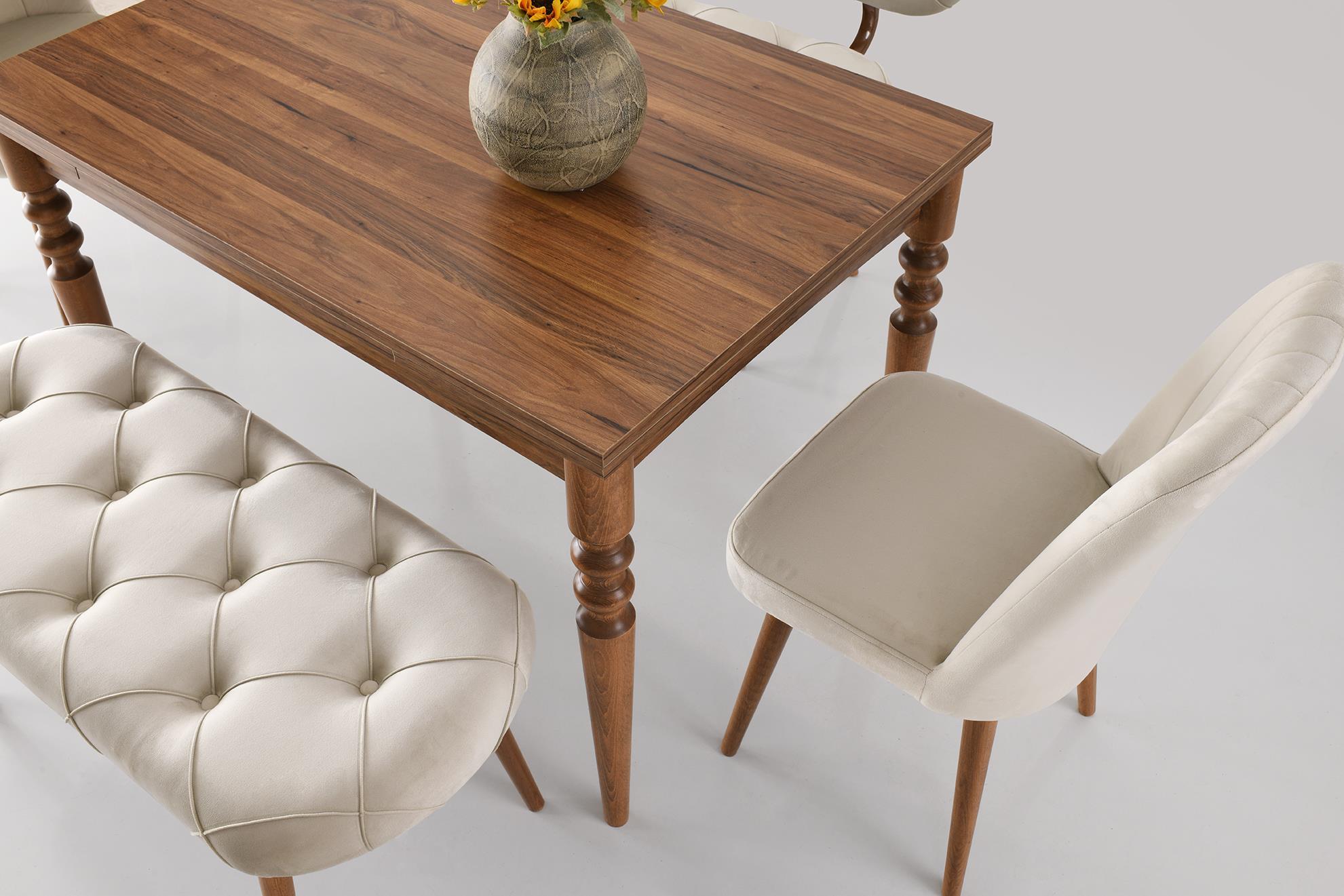 Didim Banklı Açılır Mutfak Masa Sandalye Takımı 80x120