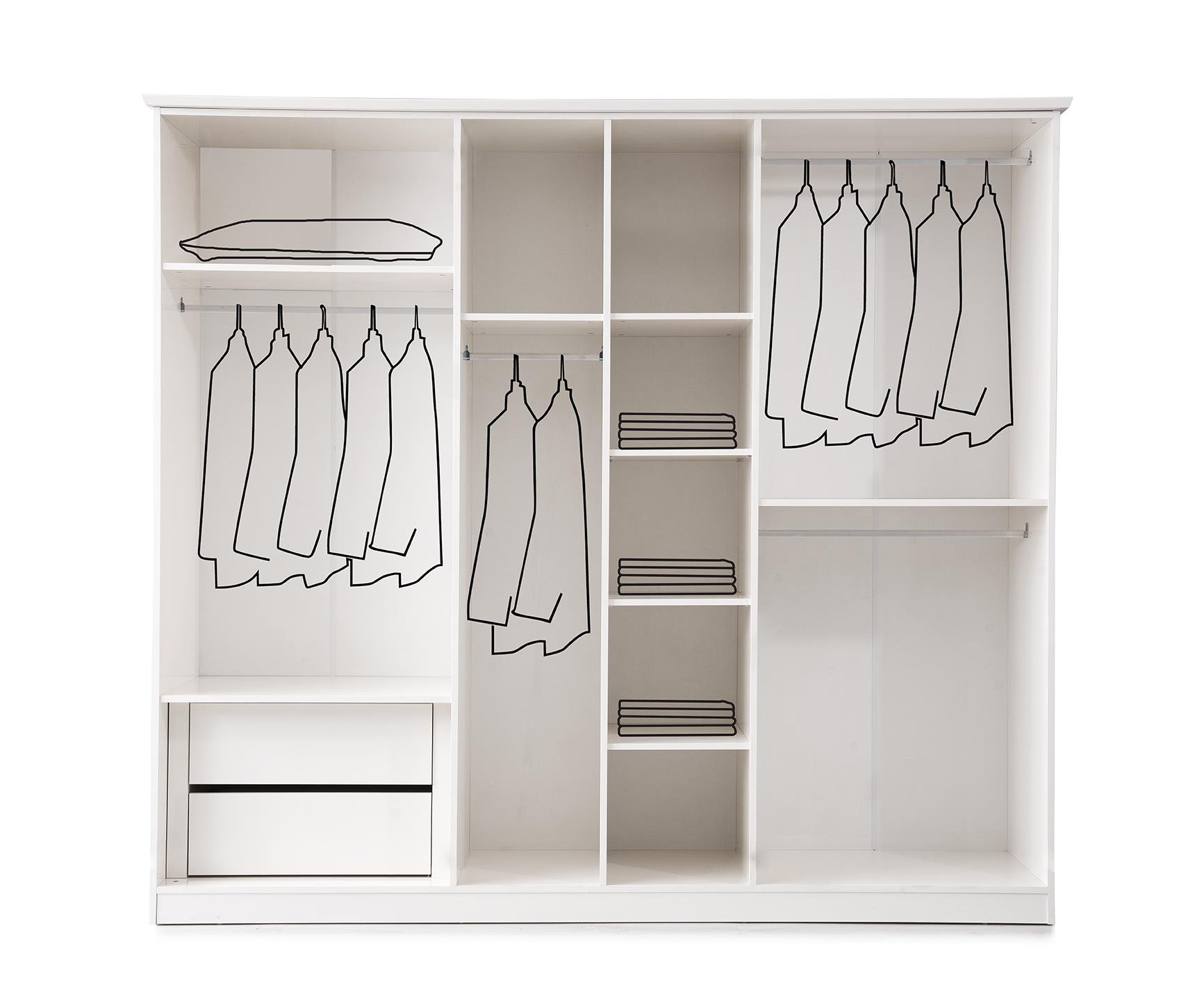 Duru 6 Kapaklı Modern MDF Yatak Odası Takımı Bazalı 
