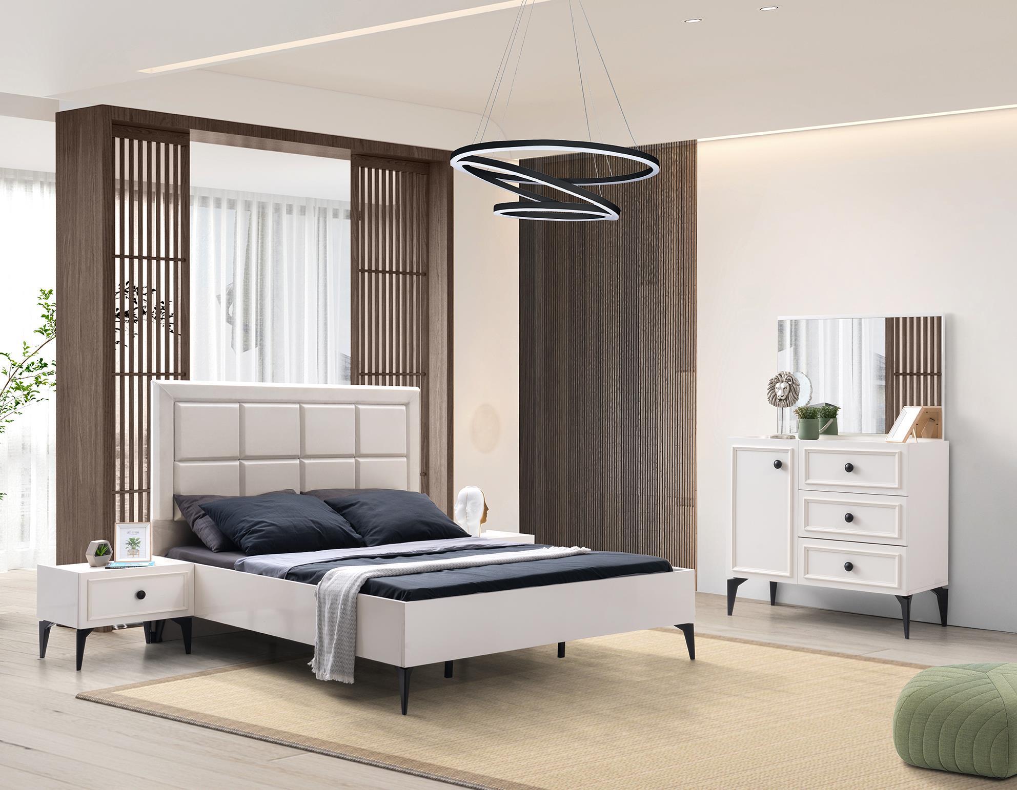 Duru 6 Kapaklı Modern MDF Yatak Odası Takımı Bazalı 