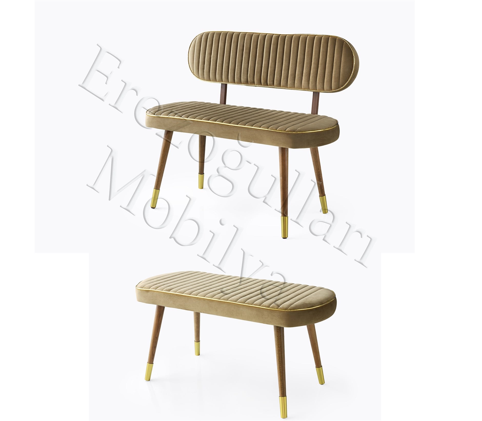 Göksu Sırtlı Ve Sırtsız Bank Takımı Mutfak Bench 102cm
