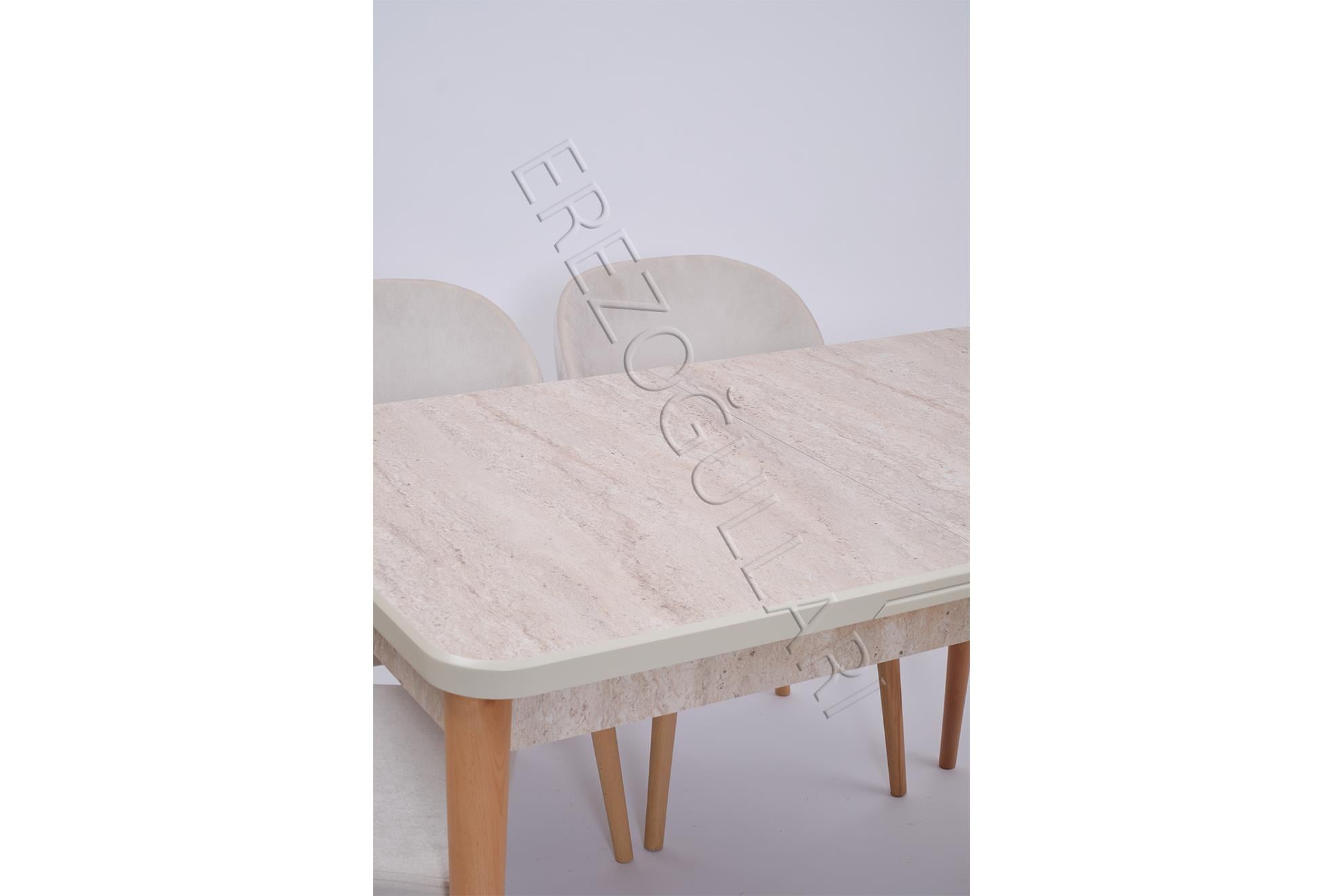 Göksu Traverten Boyalı Mdf Mutfak Masa Takımı 80x130