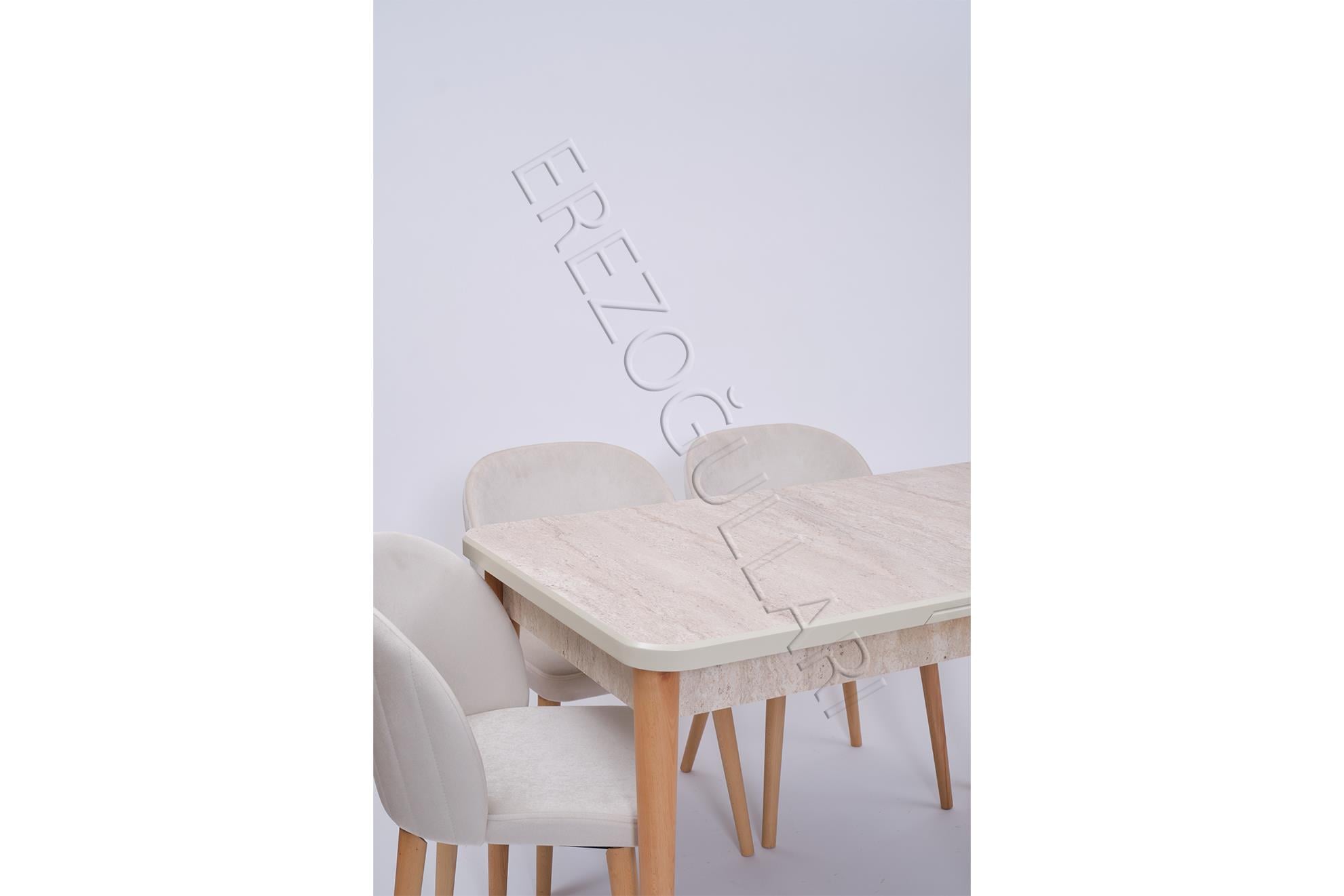 Göksu Traverten Boyalı Mdf Mutfak Masa Takımı 80x130