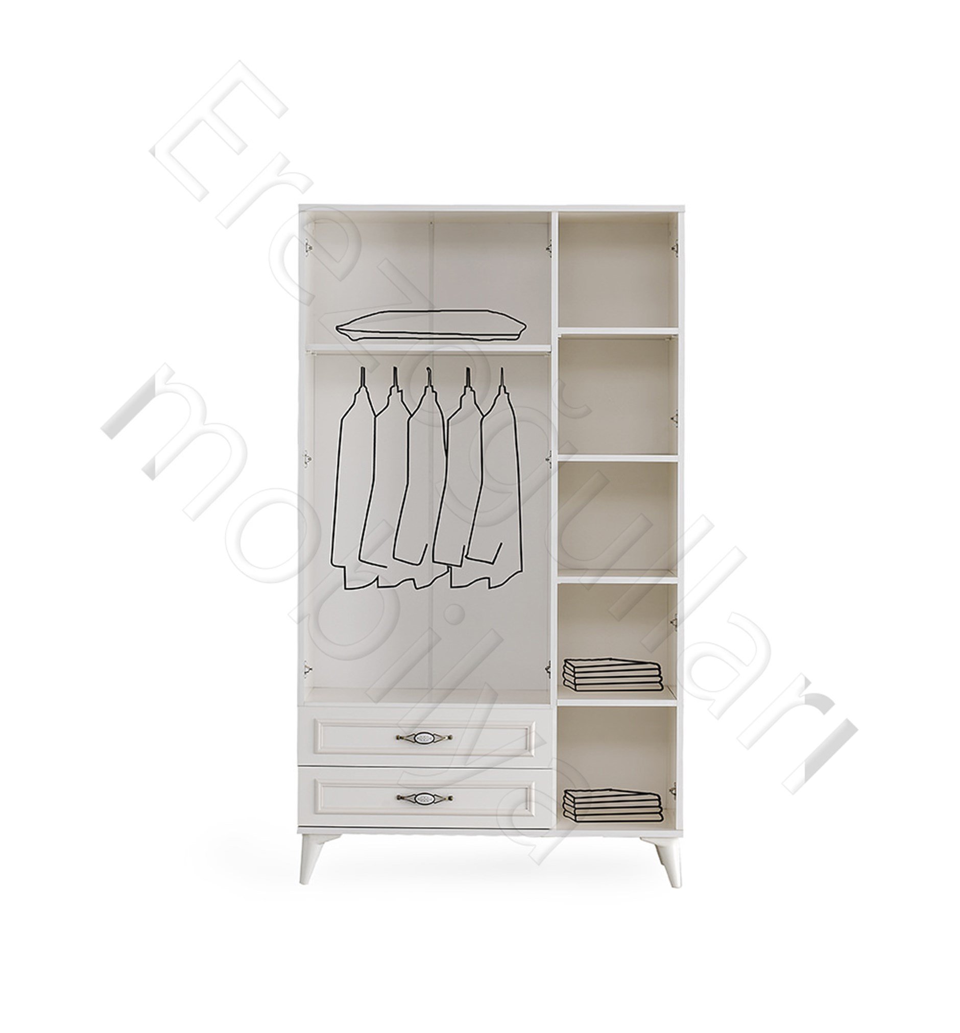 Irmak 3 Kapılı 2 Çekmeceli Gardrop Elbise Dolabı 120x48x195cm