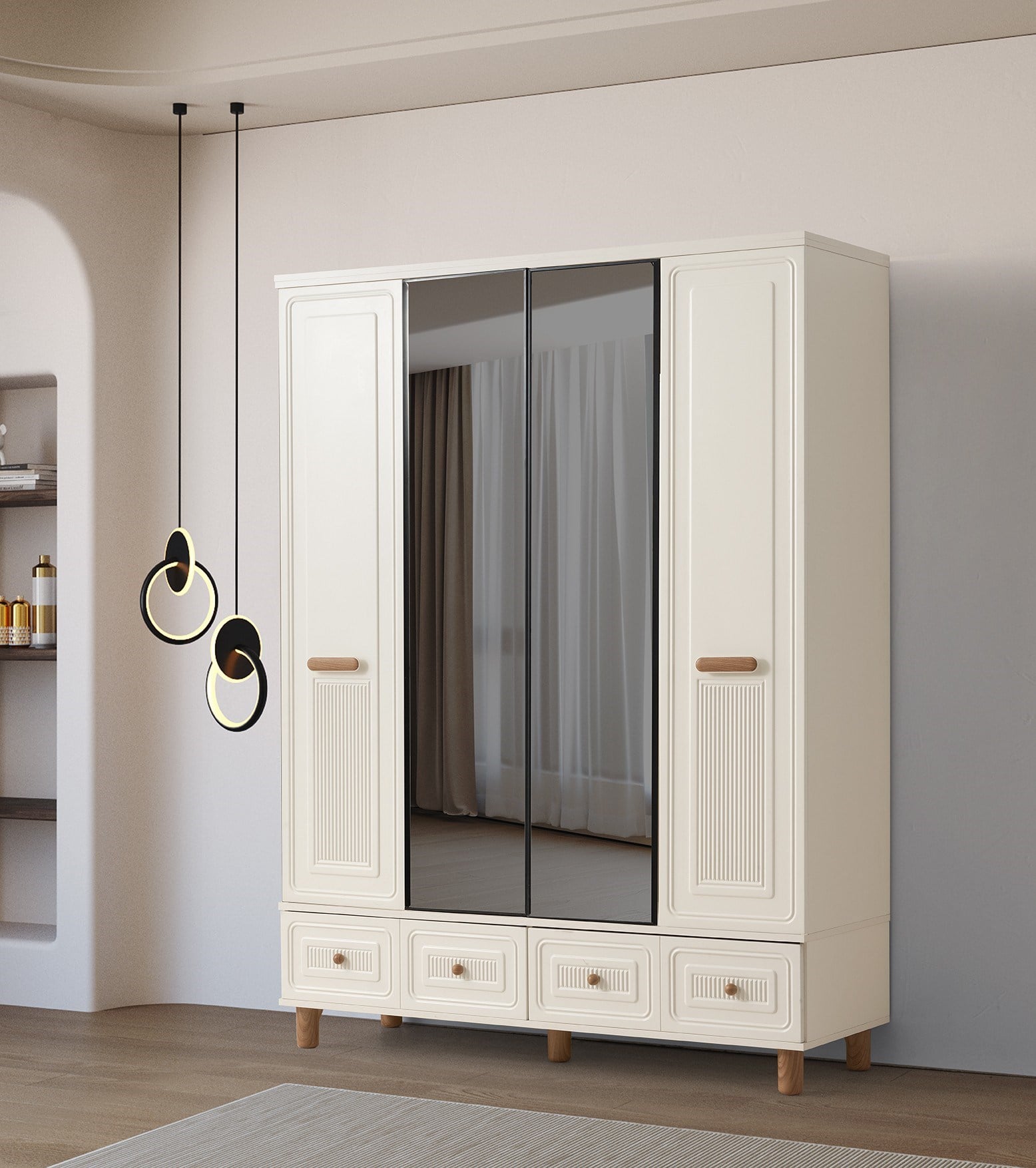 Lagos 4 Kapaklı %100 MDF Elbise Dolabı Gardrop 154x54x212