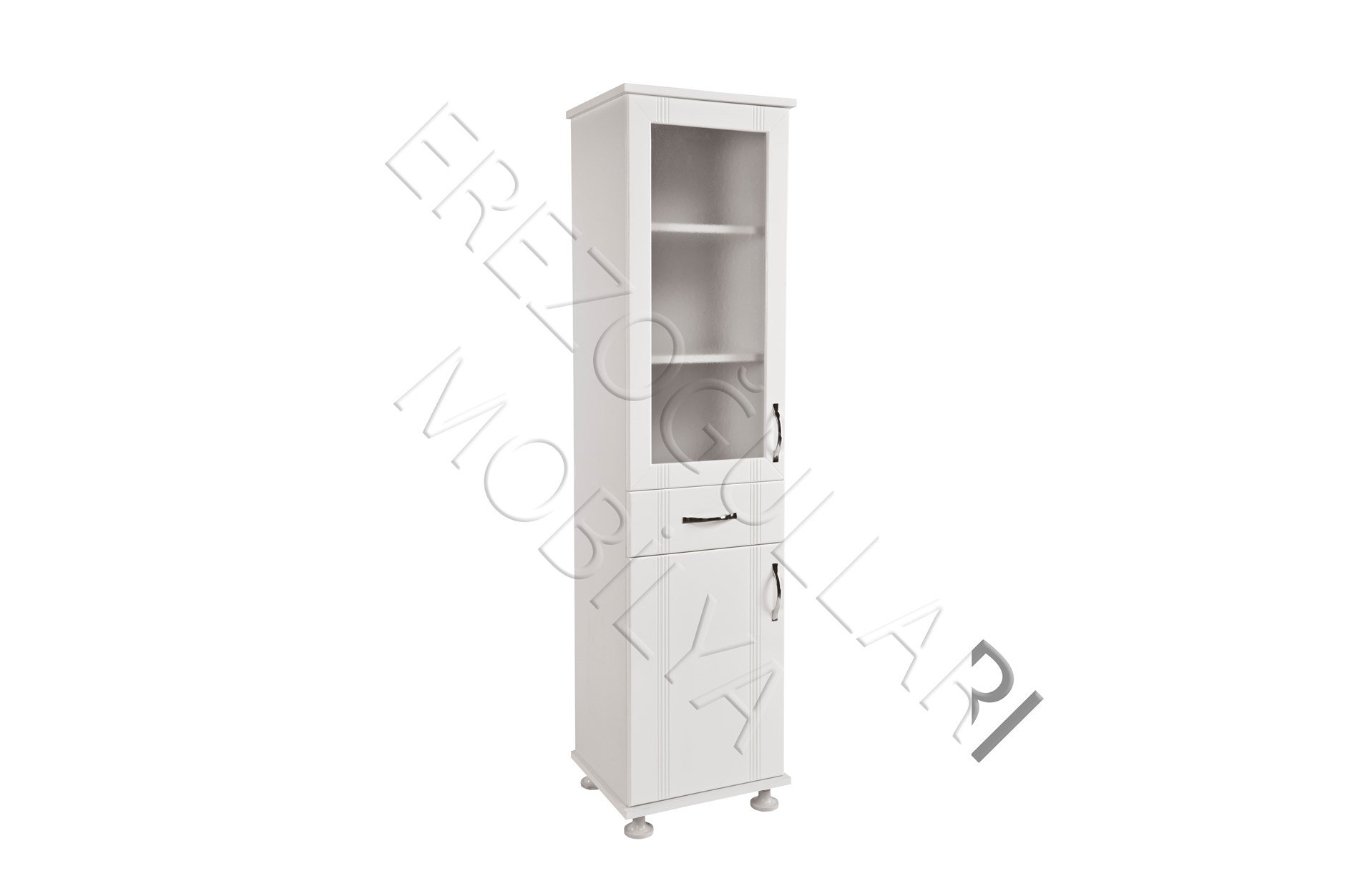 Lake Mika Camlı Dar Çekmeceli Banyo Çok Amaçlı Dolap 45x40x180
