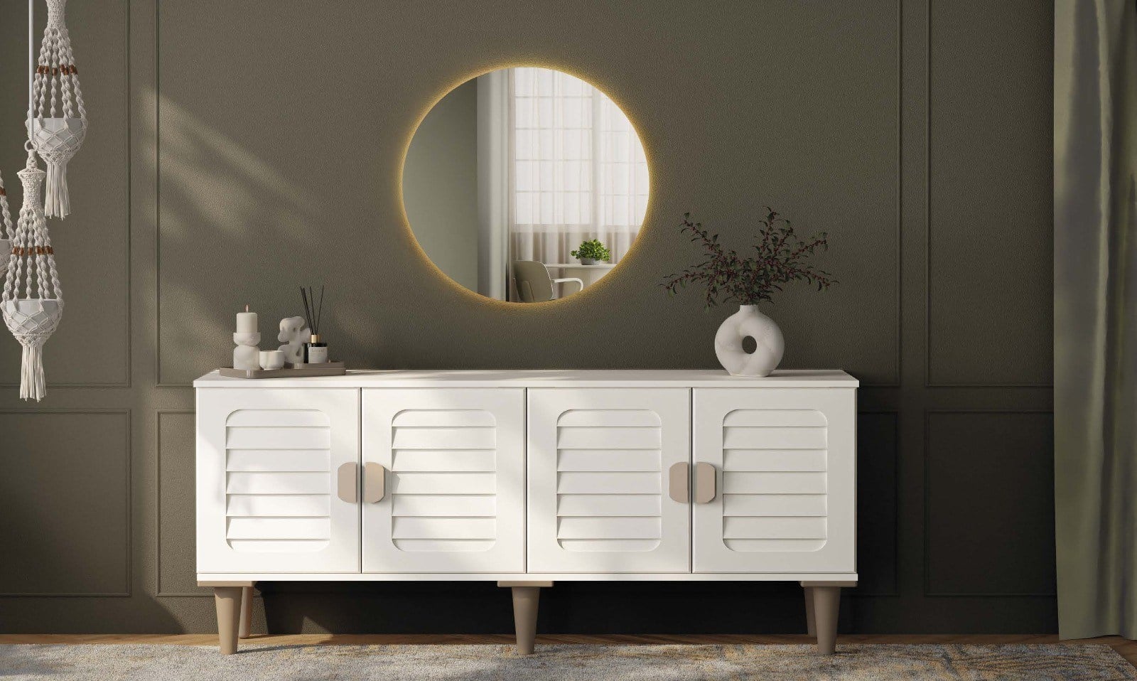 Lavanta MDF Dolaplı Konsol Büfe Aynasız 160x80x41cm
