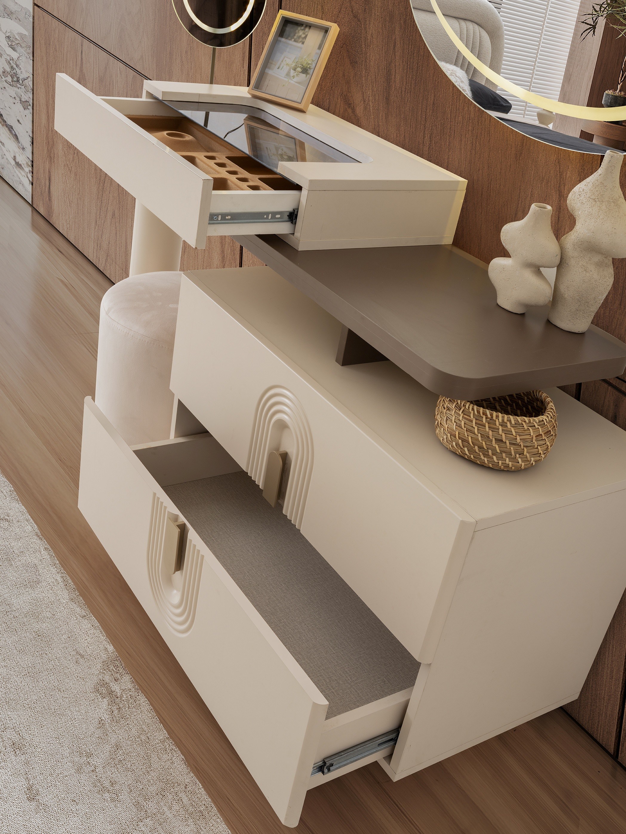 Luzzi MDF 6 Kapaklı Yatak Odası Takımı Başlıklı 246x58x215cm