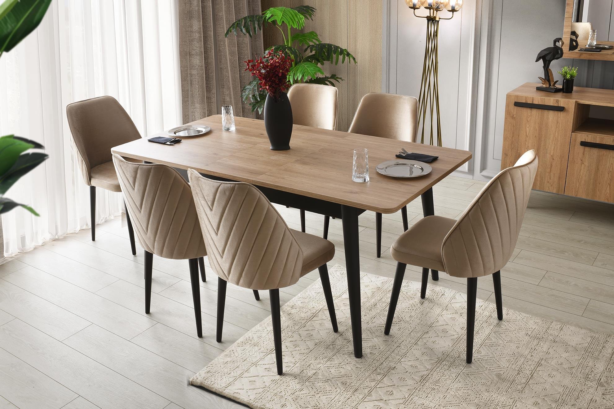 Mercan Modern MDF Yemek Odası Masa Sandalye Takımı