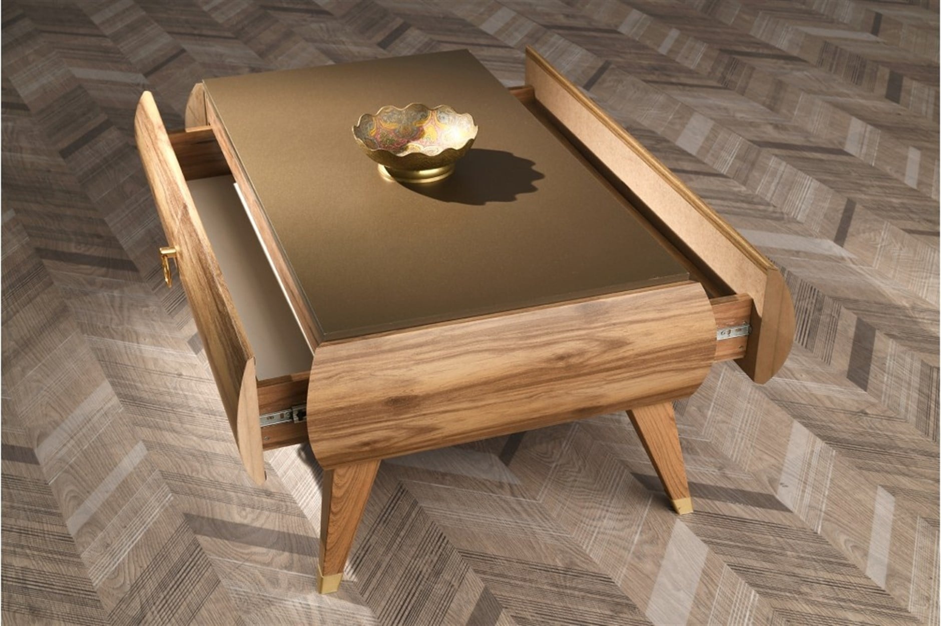 Modern Tarz Çekmeceli Orta Sehpa 60x105x42cm
