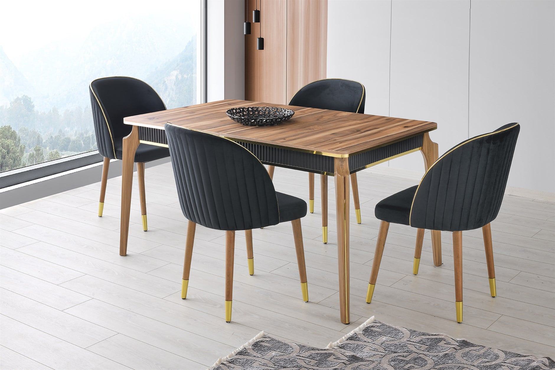 Modern Tasarım Lüks Açılır Yemek Masa Sandalye Takımı 90x145