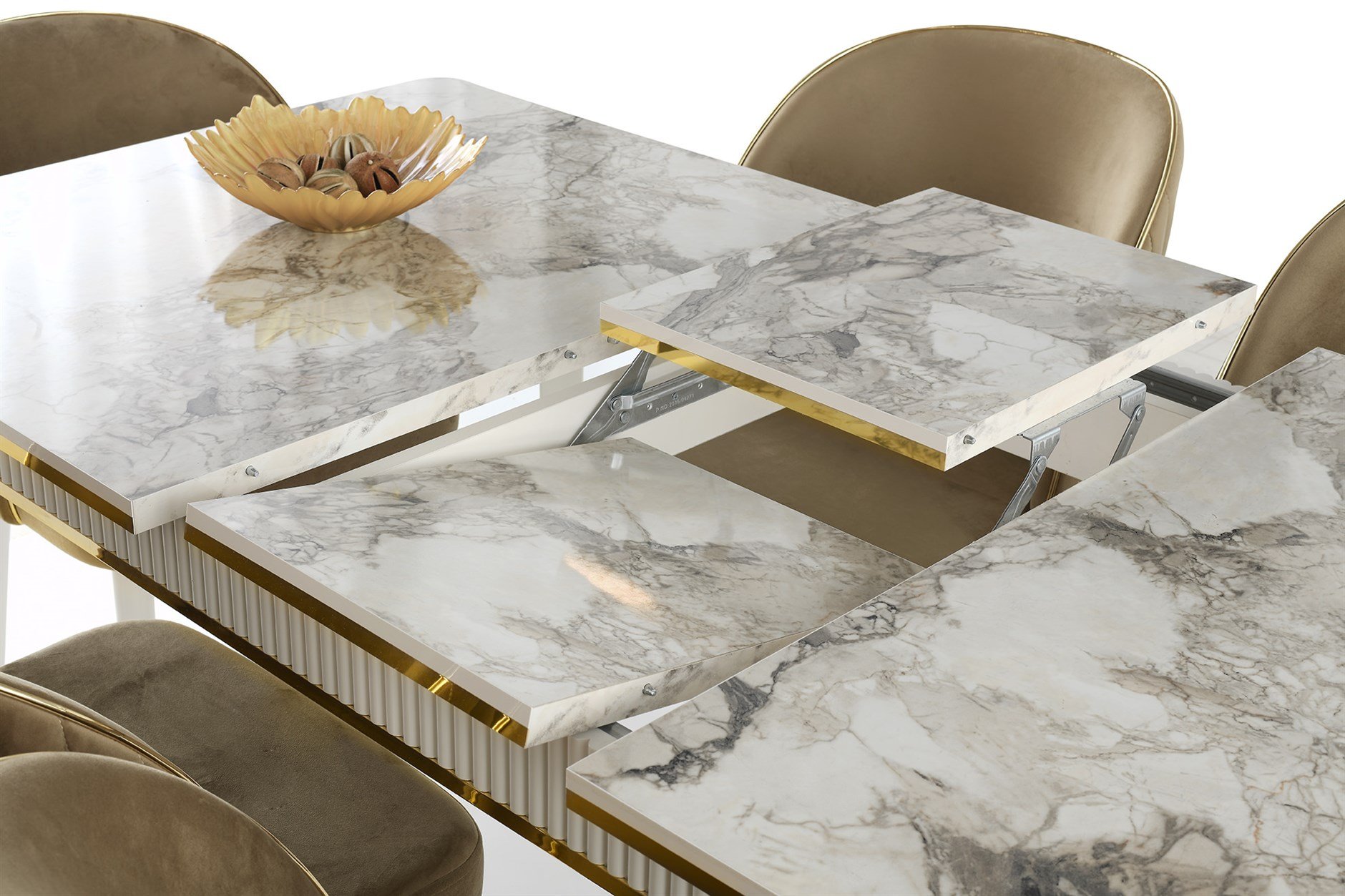 Modern Tasarım Lüks Açılır Yemek Masa Sandalye Takımı 90x145