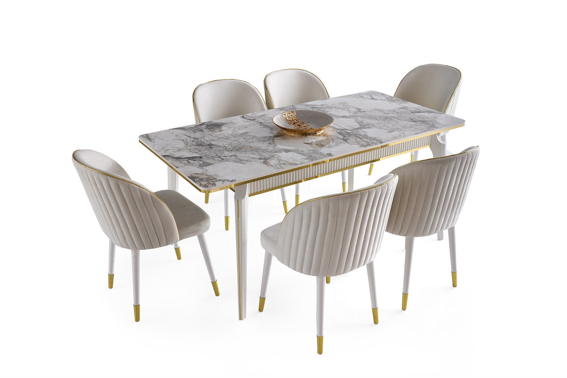 Modern Tasarım Lüks Açılır Yemek Masa Sandalye Takımı 90x145