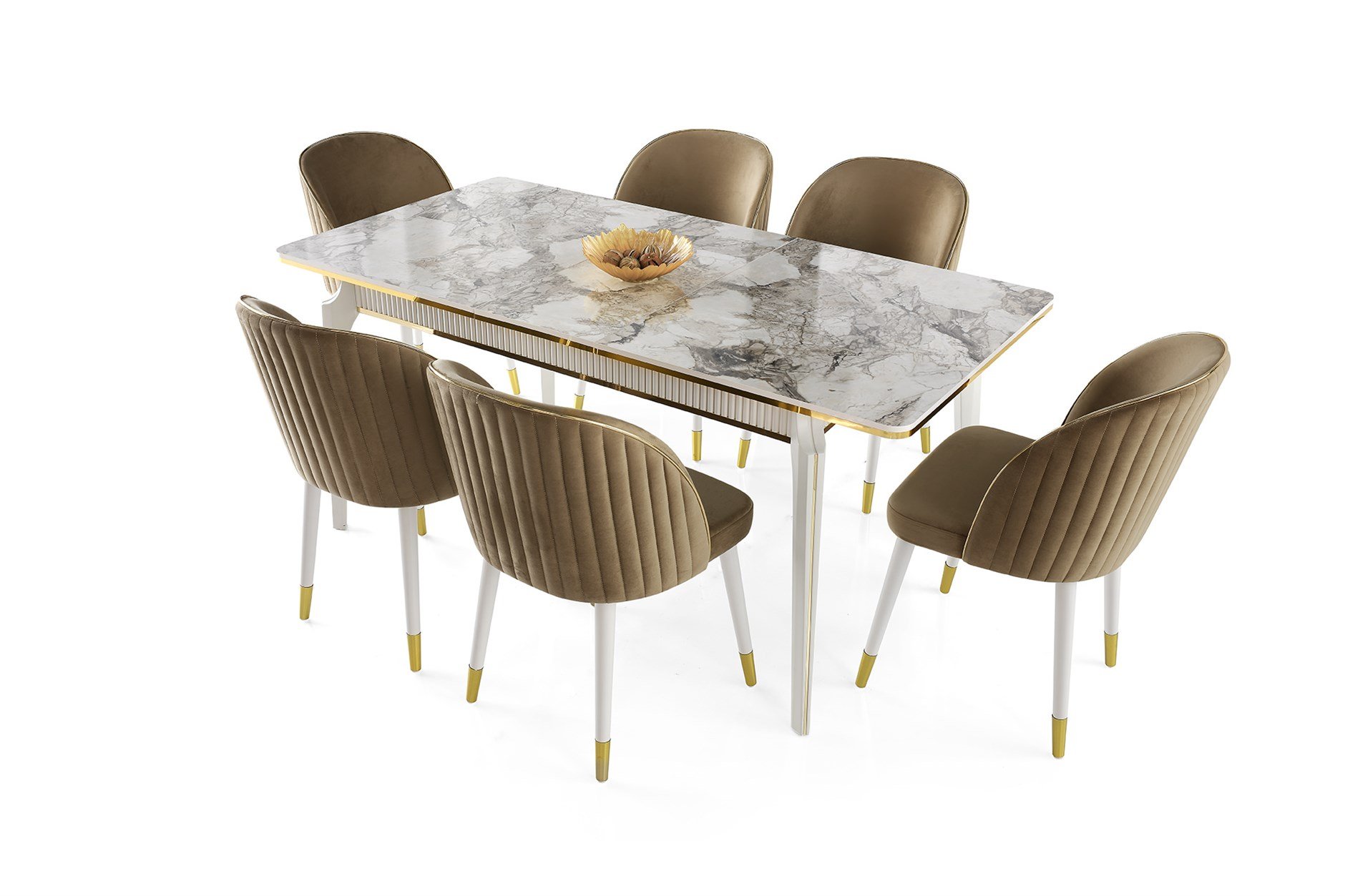 Modern Tasarım Lüks Açılır Yemek Masa Sandalye Takımı 90x145
