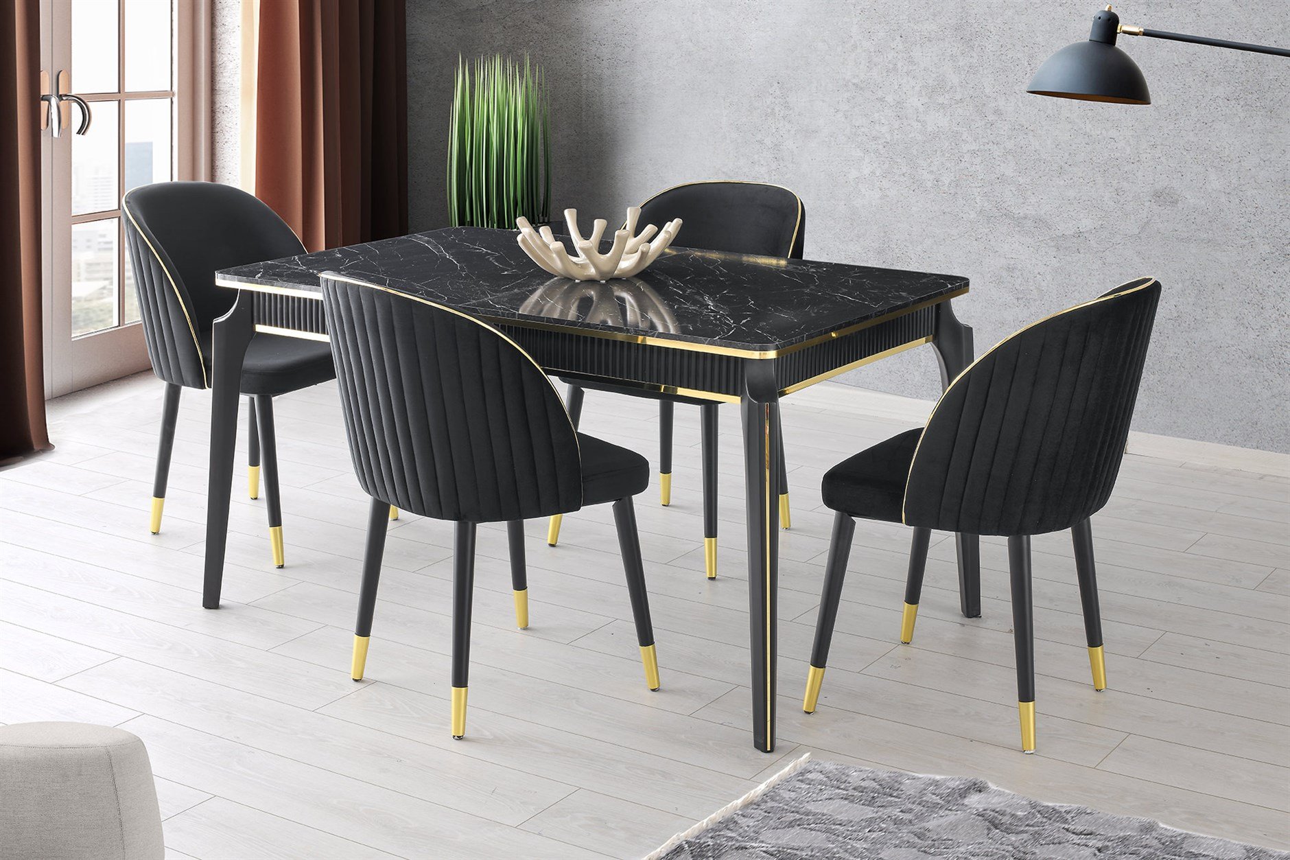 Modern Tasarım Lüks Açılır Yemek Masa Sandalye Takımı 90x145