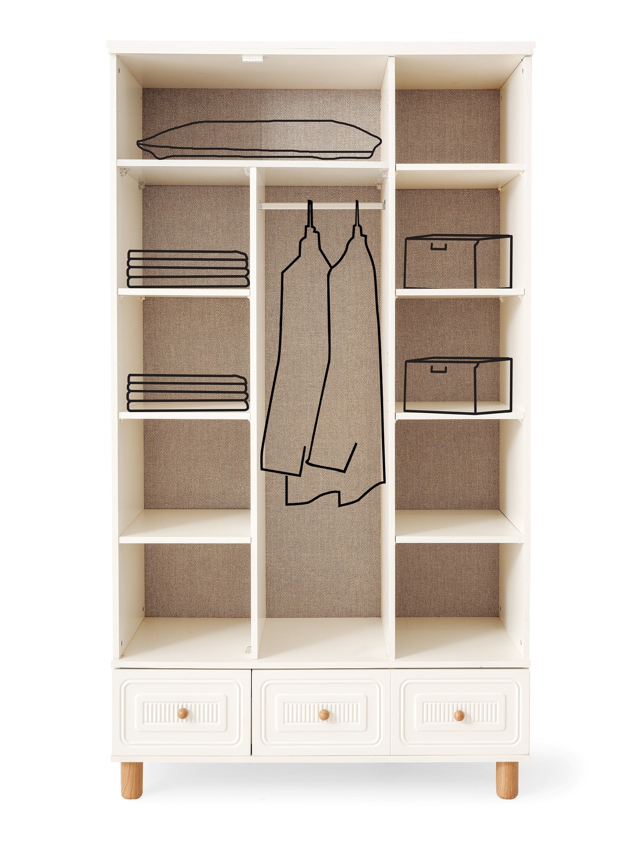 Nice 3 Kapaklı %100 MDF Elbise Dolabı Gardrop 117x54x212