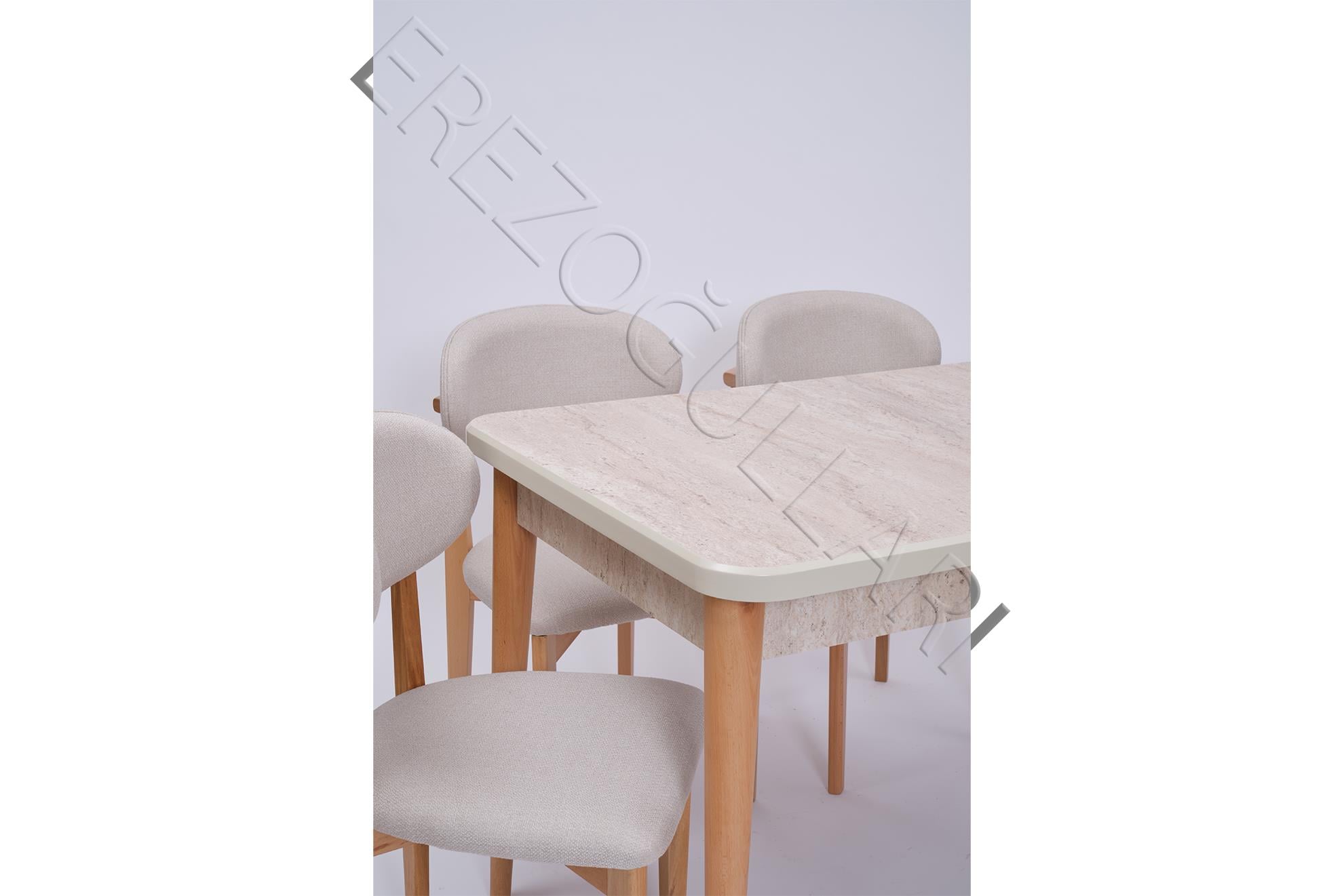 Norte Traverten Boyalı Mdf Mutfak Masa Takımı 80x130