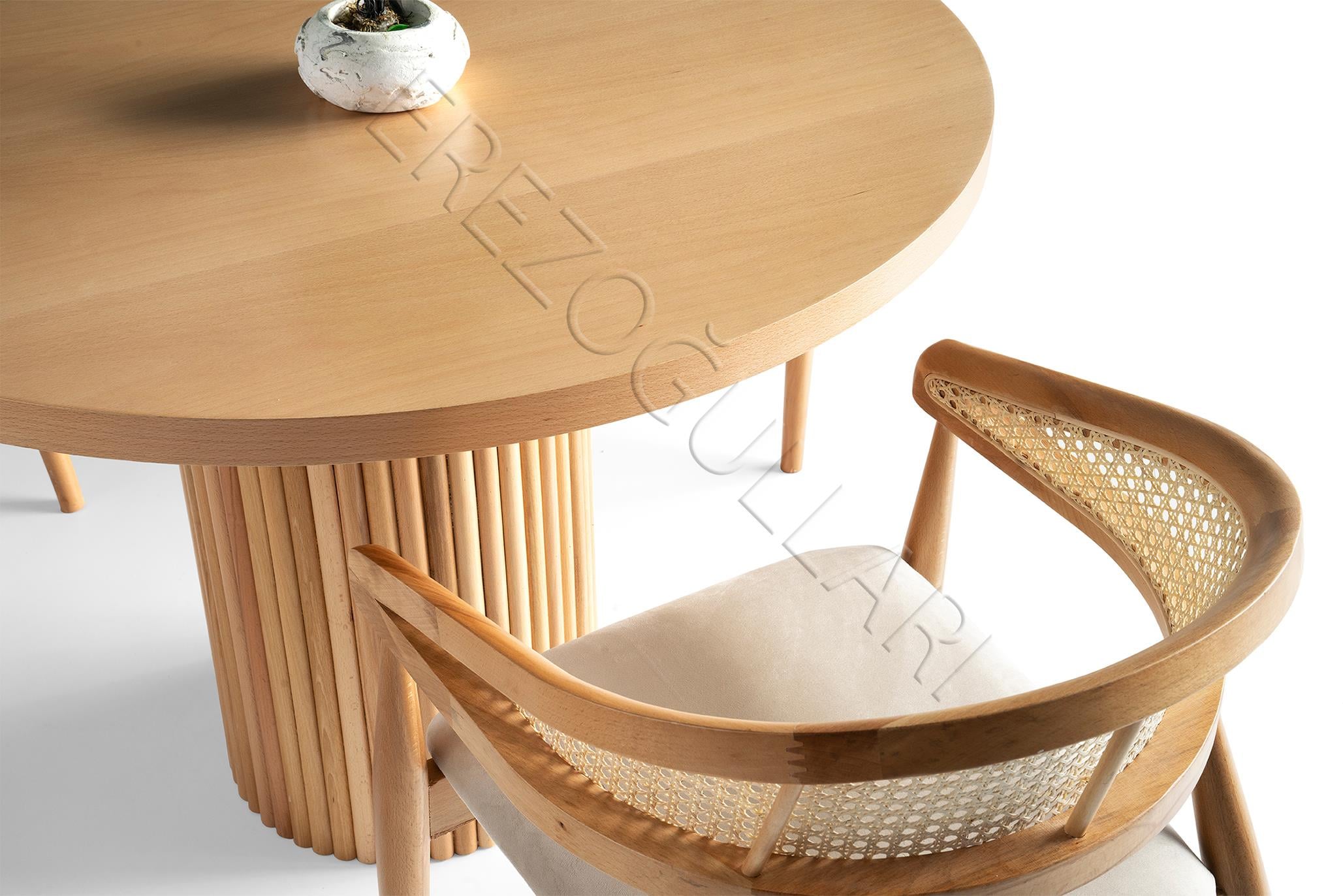 Nova Gazel Ağaç Oval Mutfak Masa Takımı 110 cm