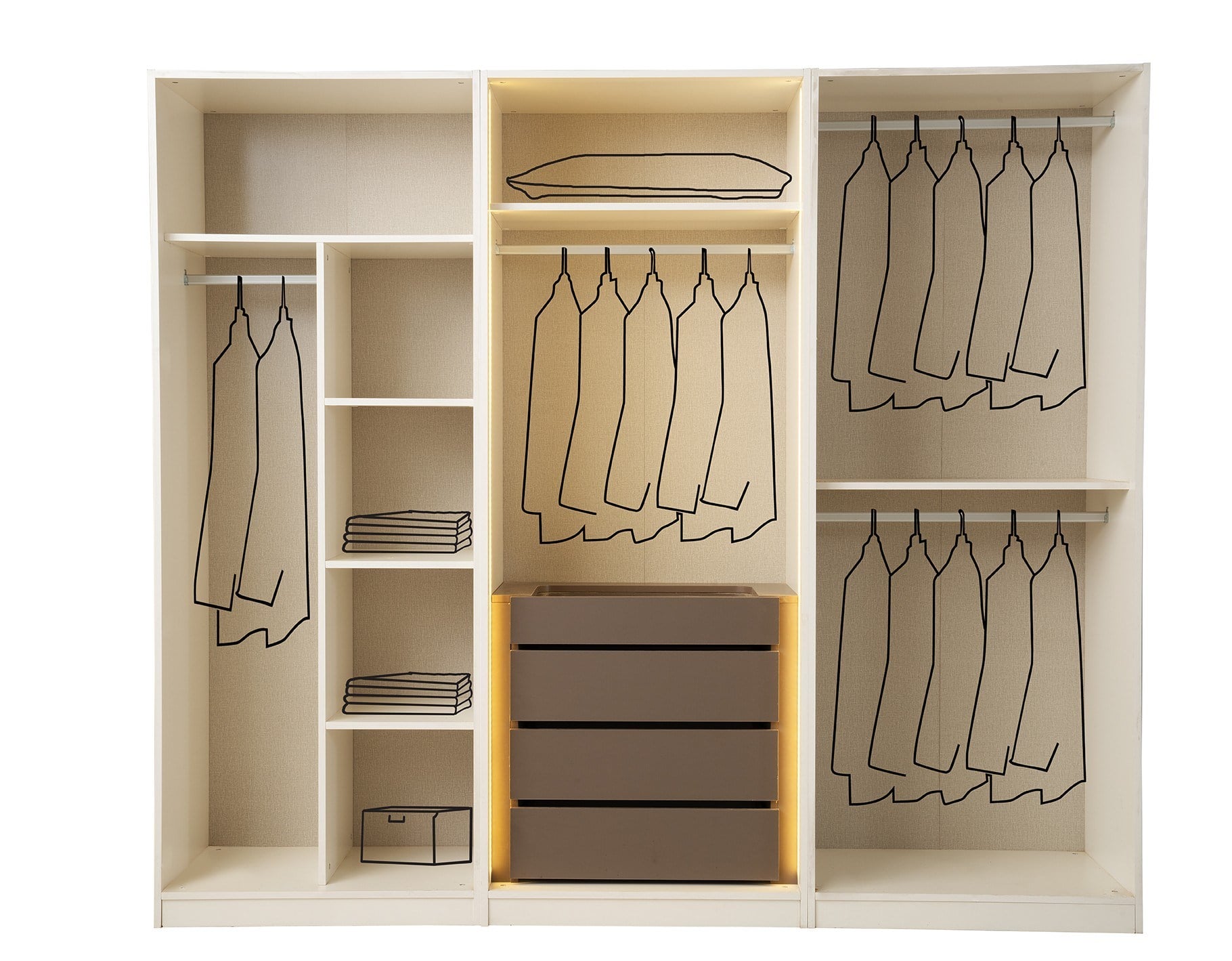 Oslo MDF 6 Kapaklı Yatak Odası Takımı Başlıklı 246x58x215cm